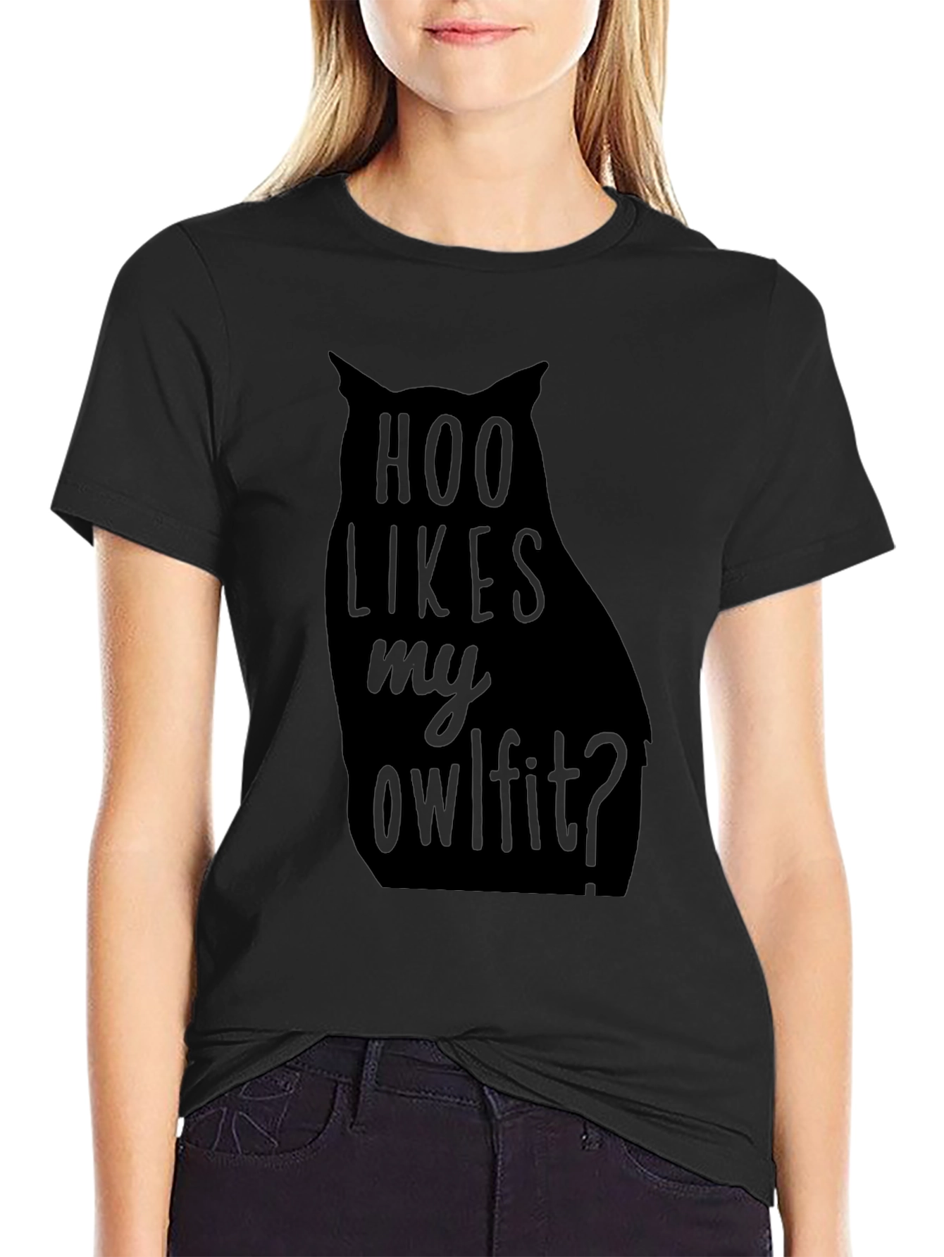 Hoo Likes My Owlfitt Black Graphic T-Shirt