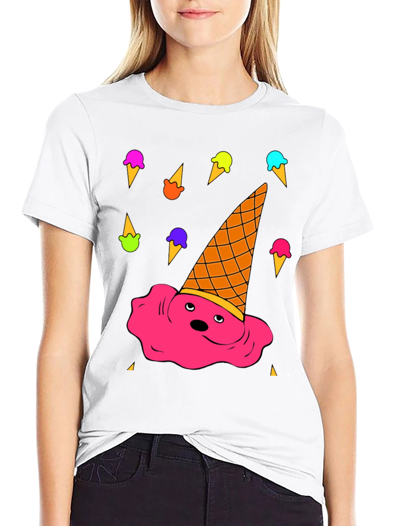 Melting Ice Cream Graphic Tee - Novelty T-Shirt