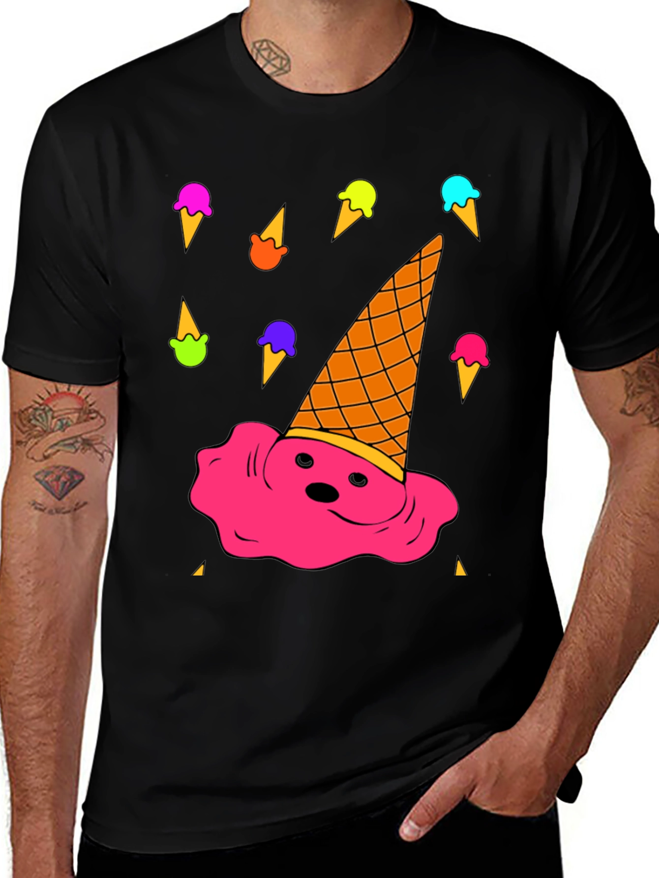 Melting Ice Cream Graphic Tee - Novelty T-Shirt