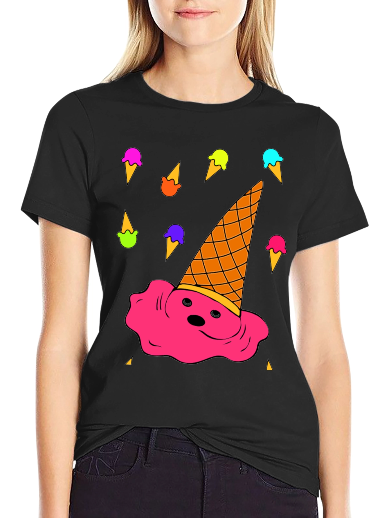 Melting Ice Cream Graphic Tee - Novelty T-Shirt