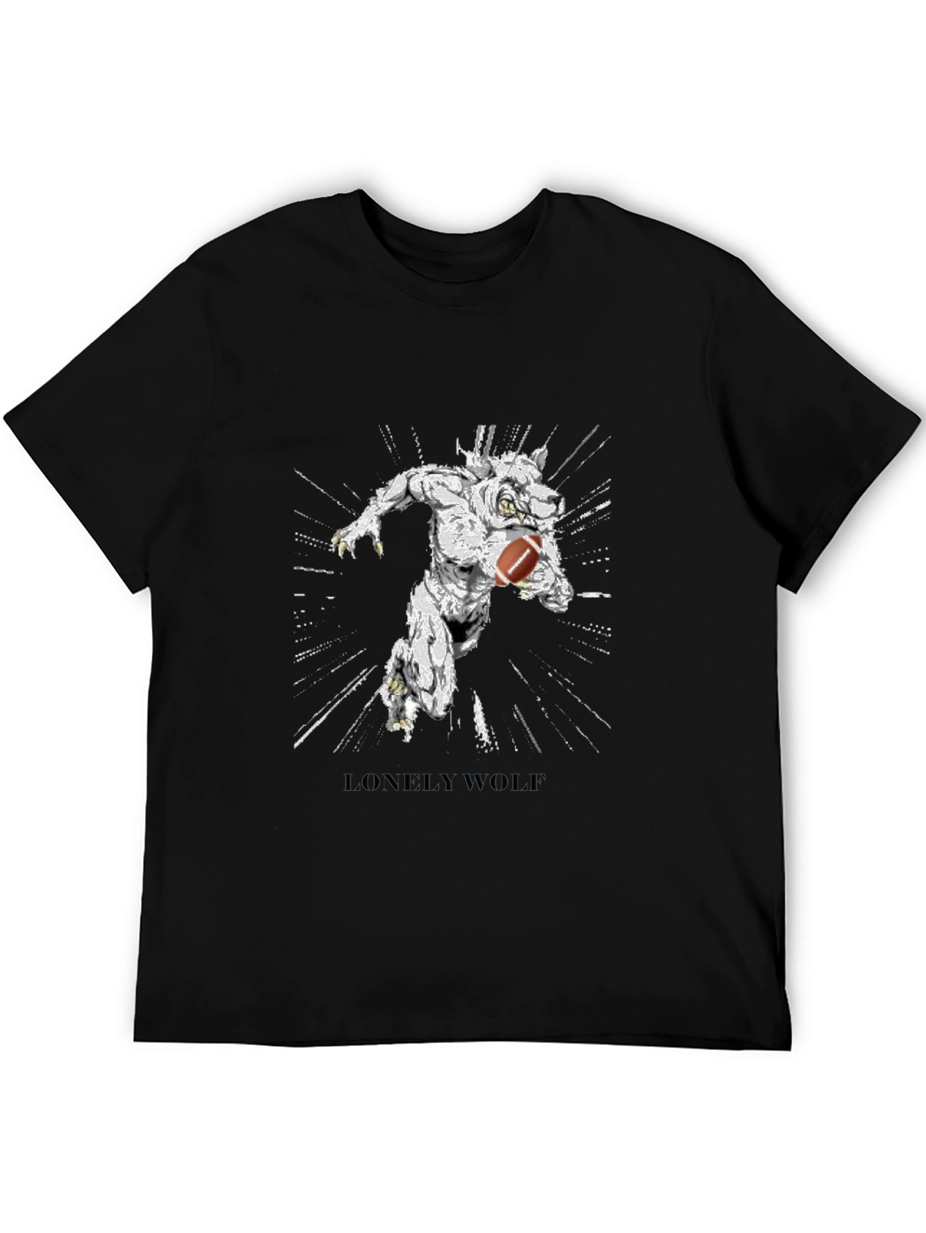 Lonely Wolf Football Graphic T-Shirt