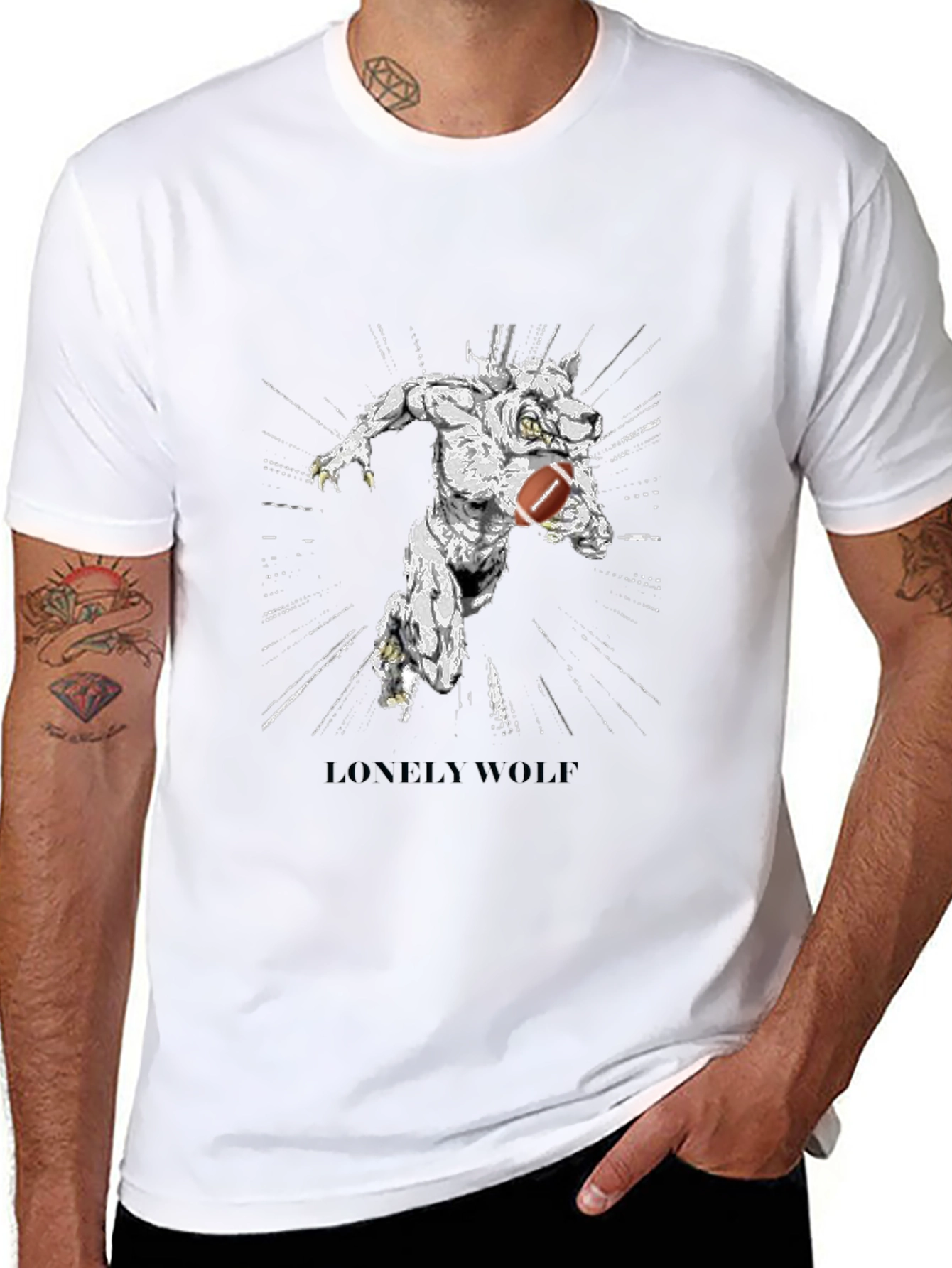Lonely Wolf Football Graphic T-Shirt