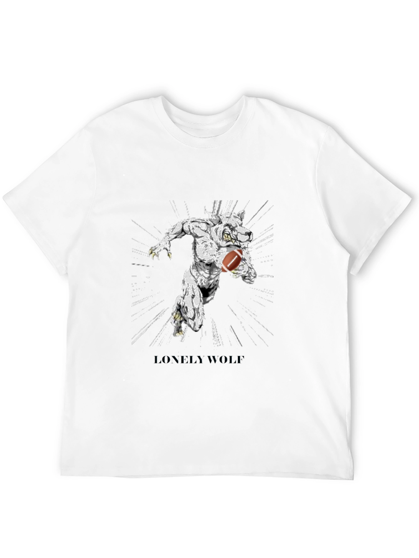 Lonely Wolf Football Graphic T-Shirt