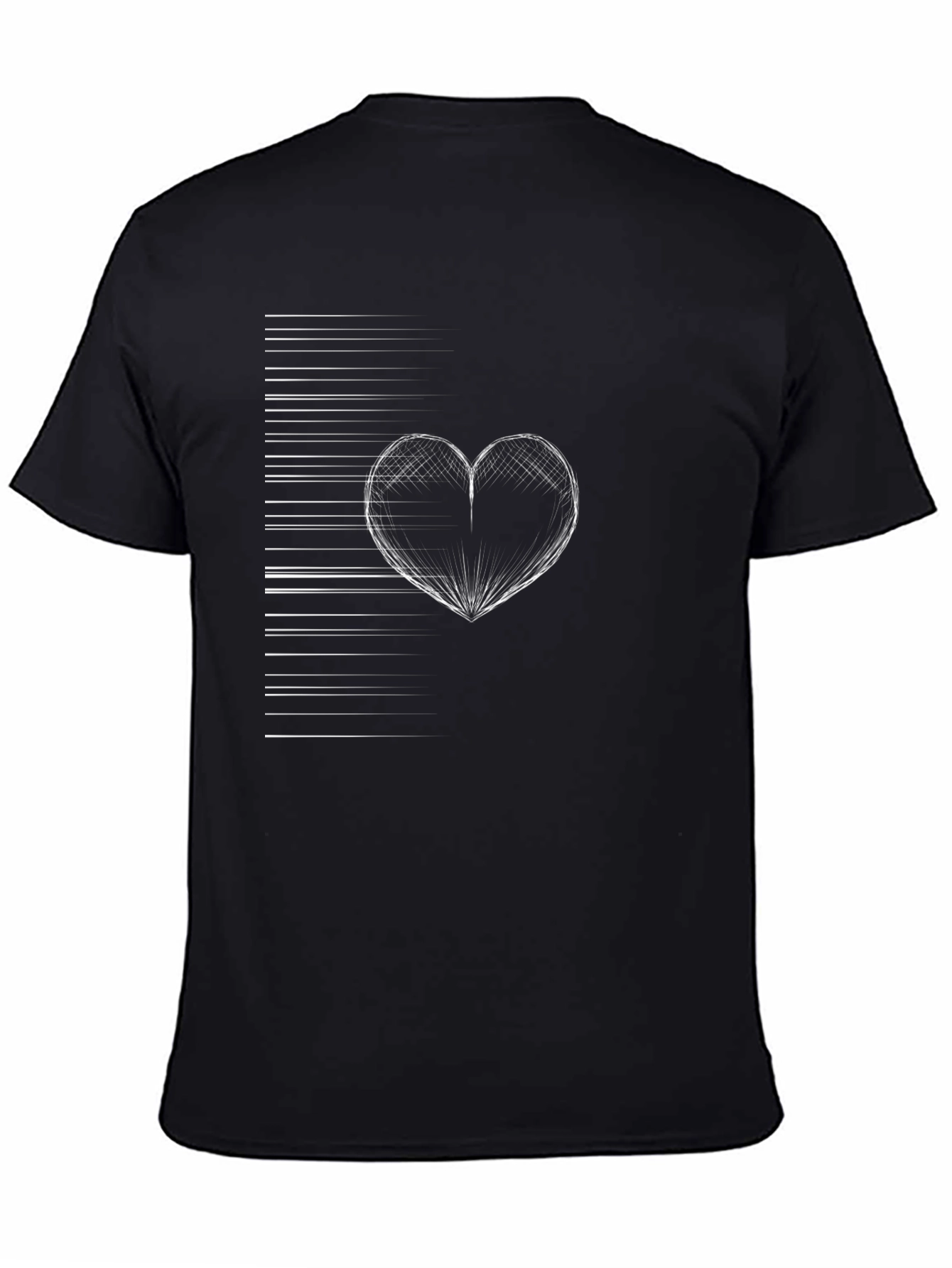 Abstract Heart Graphic Black Tee - Modern Style