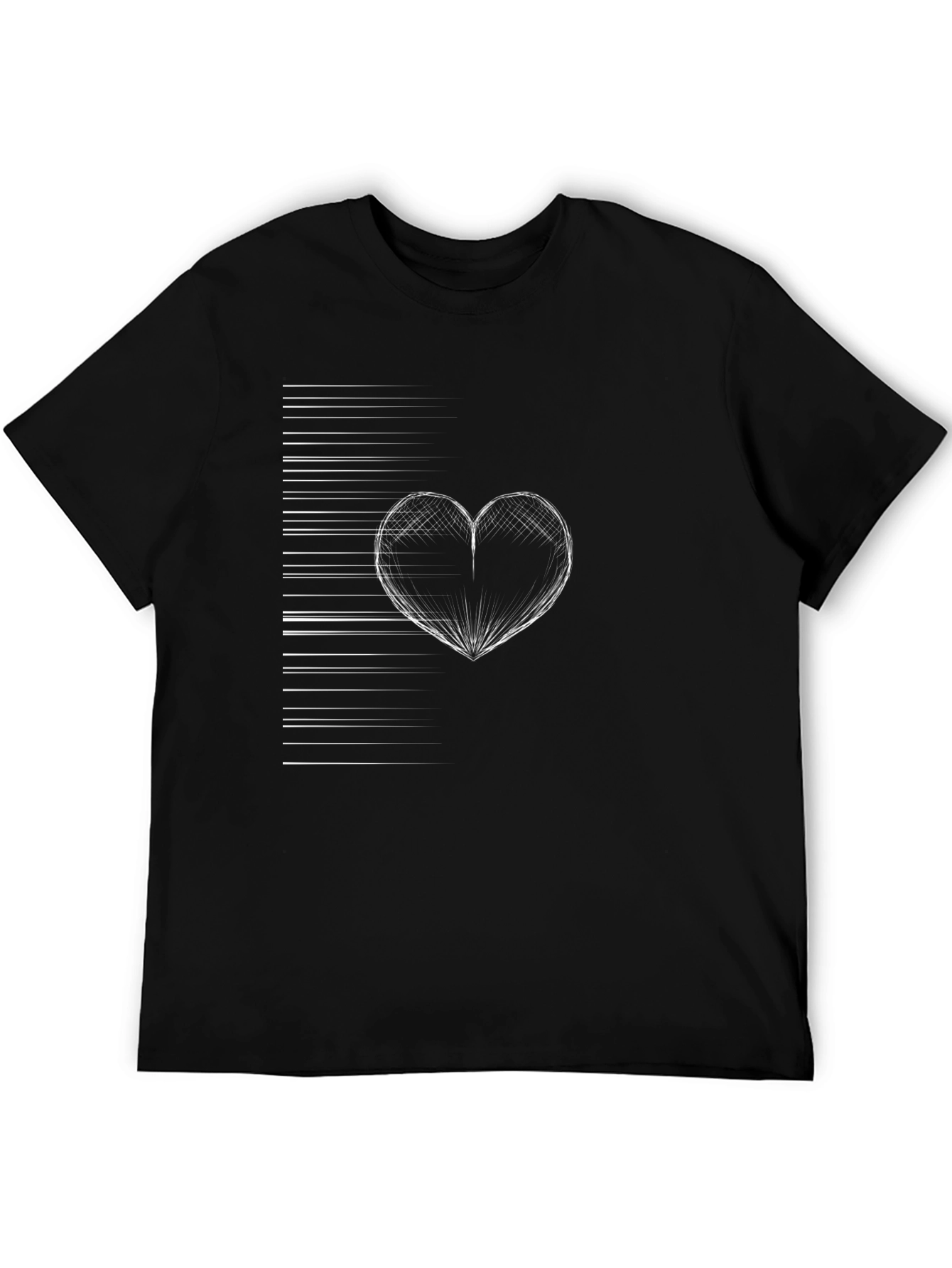 Abstract Heart Graphic Black Tee - Modern Style