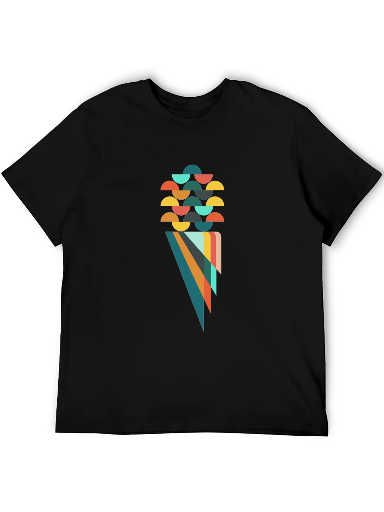 Geometric Cone Graphic Black T-Shirt