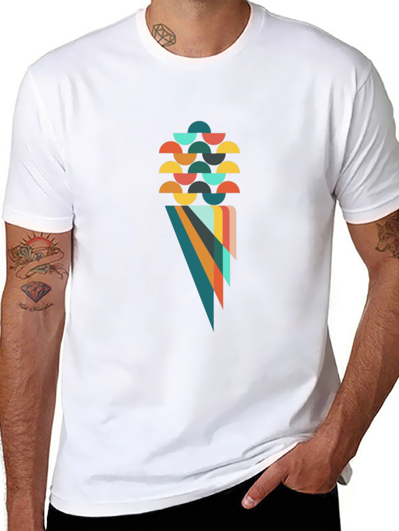 Geometric Cone Graphic Black T-Shirt