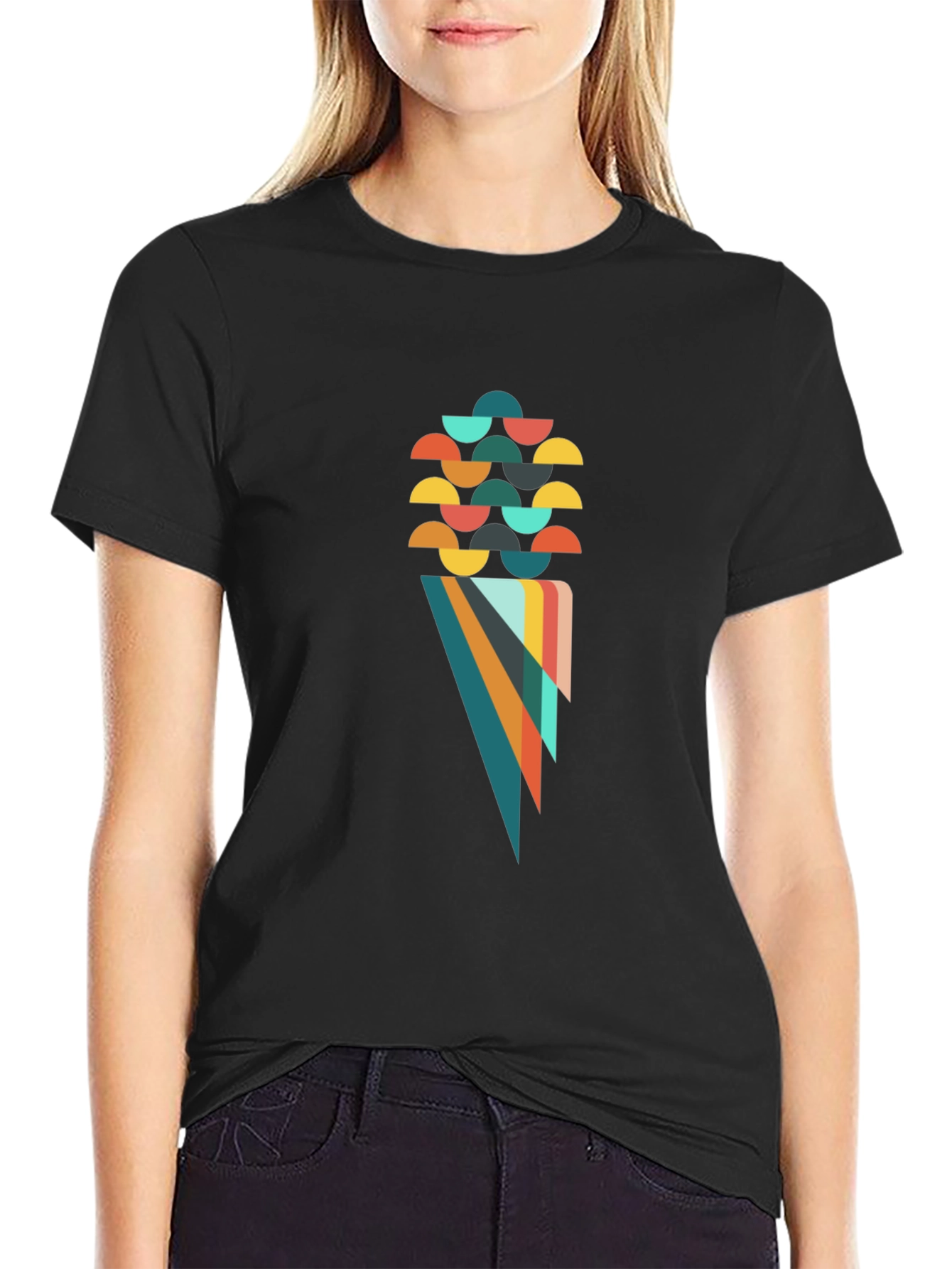 Geometric Cone Graphic Black T-Shirt