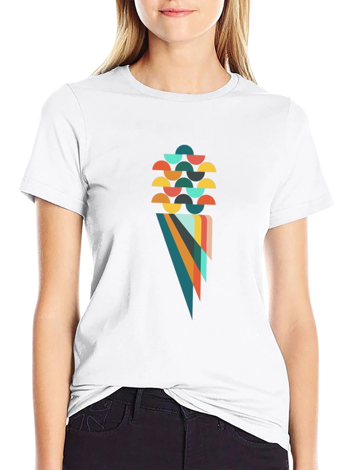 Geometric Cone Graphic Black T-Shirt