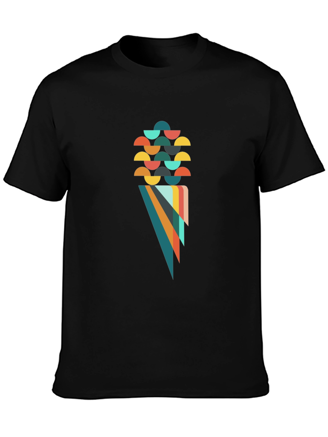 Geometric Cone Graphic Black T-Shirt
