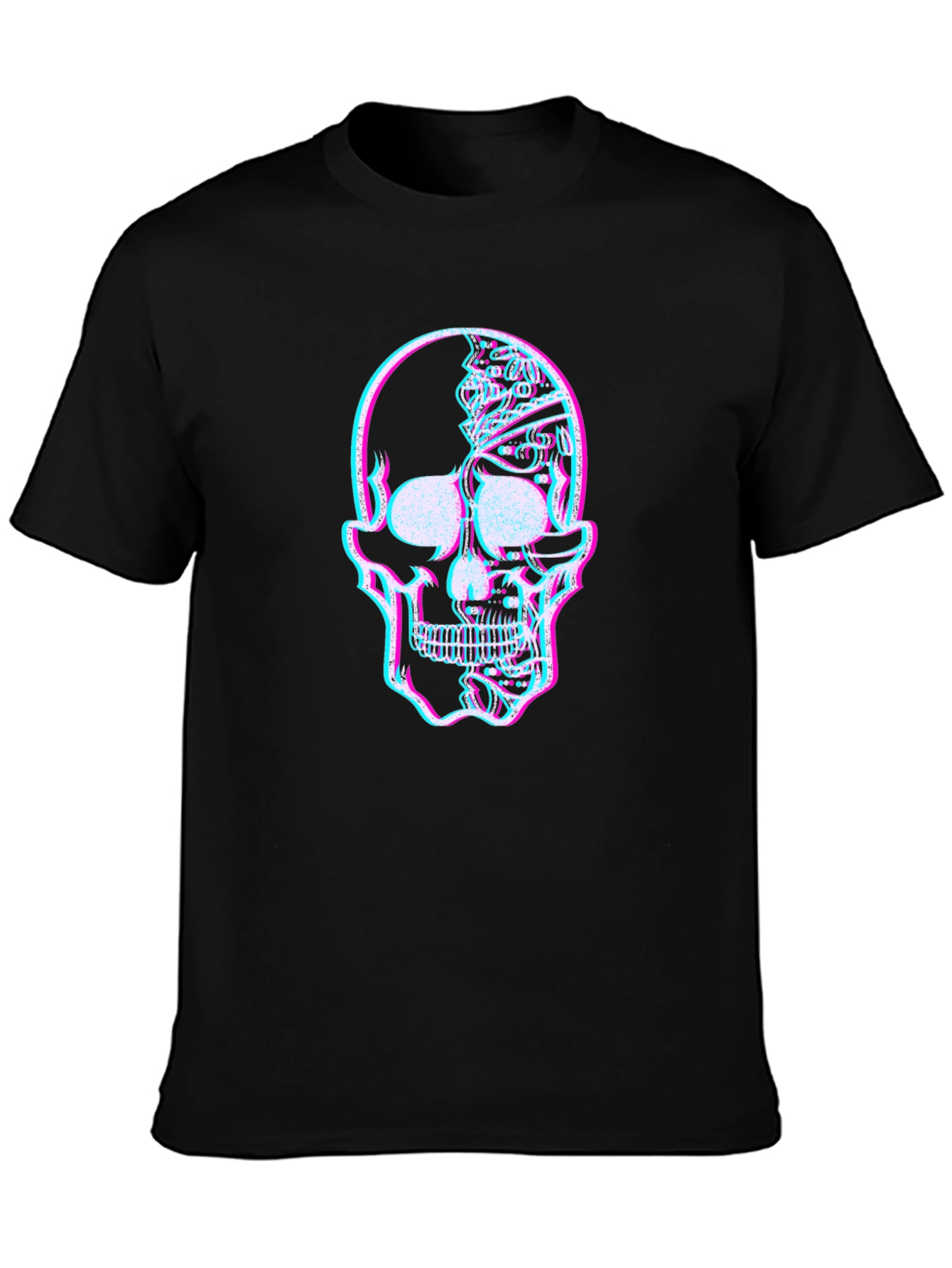 Glitch Skull Graphic Tee - Mens Black T-Shirt
