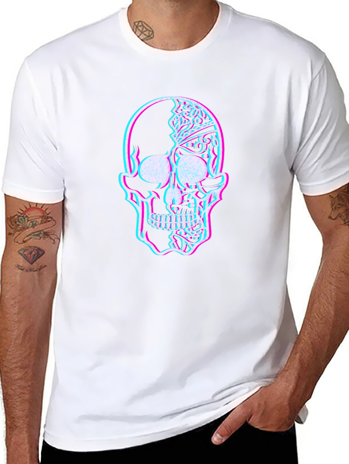Glitch Skull Graphic Tee - Mens Black T-Shirt