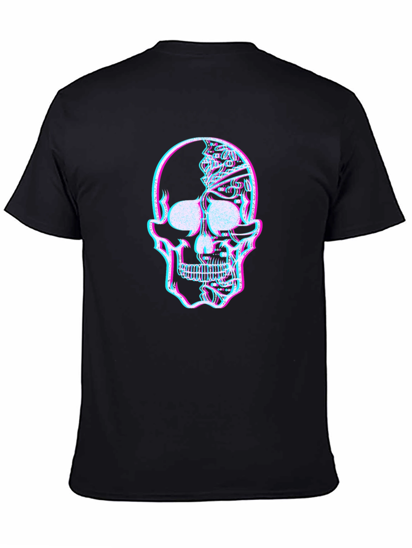 Glitch Skull Graphic Tee - Mens Black T-Shirt