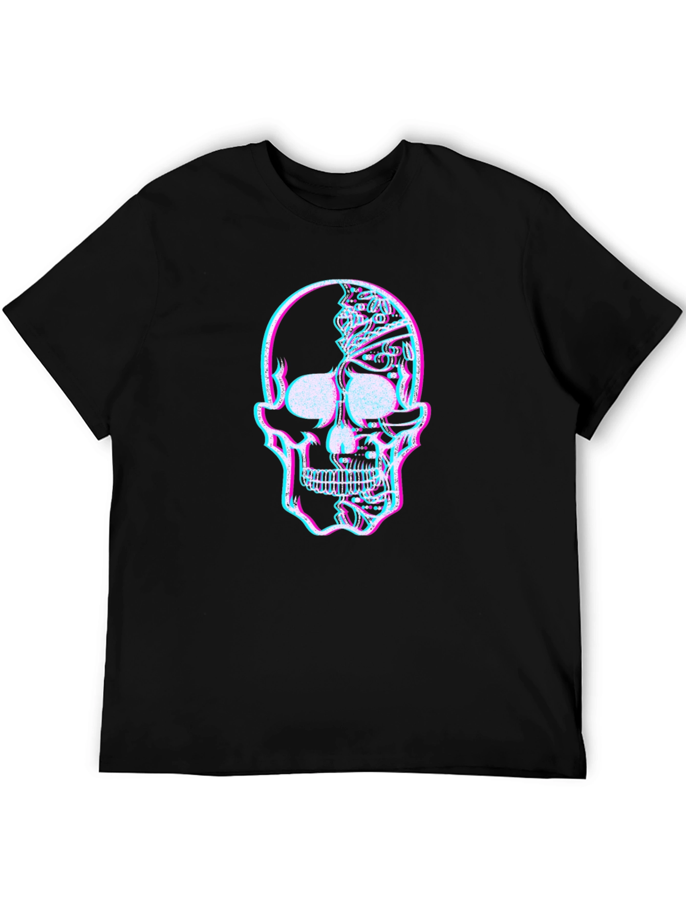 Glitch Skull Graphic Tee - Mens Black T-Shirt