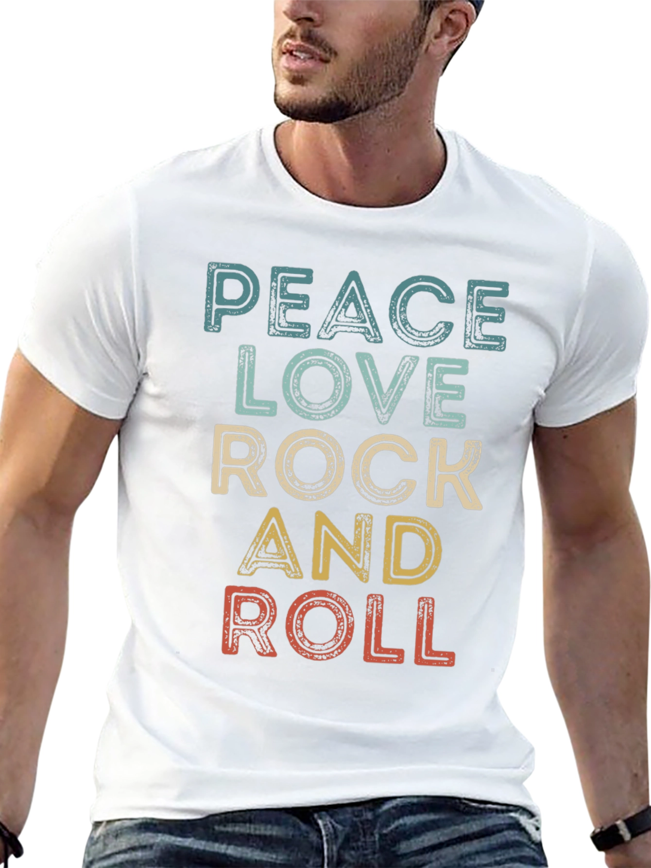 Peace Love Rock and Roll Retro T-Shirt