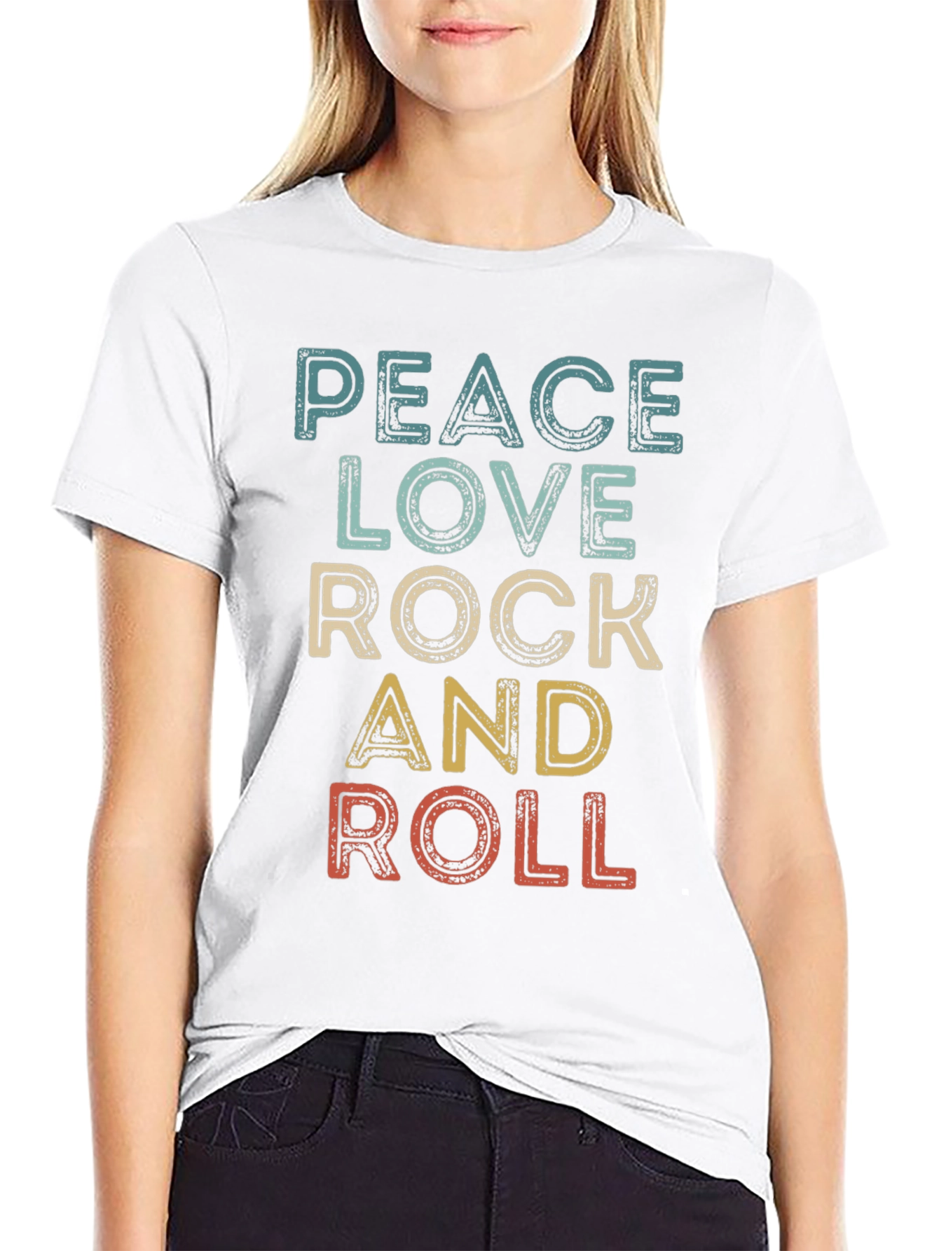 Peace Love Rock and Roll Retro T-Shirt