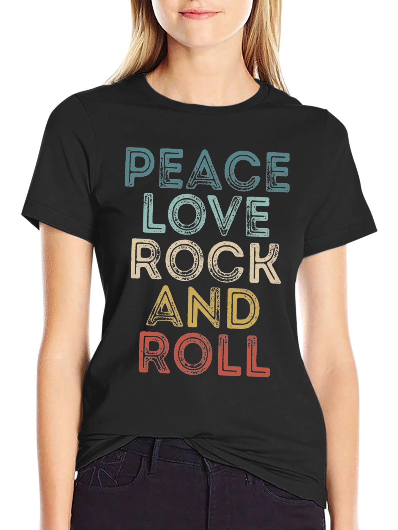 Peace Love Rock and Roll Retro T-Shirt