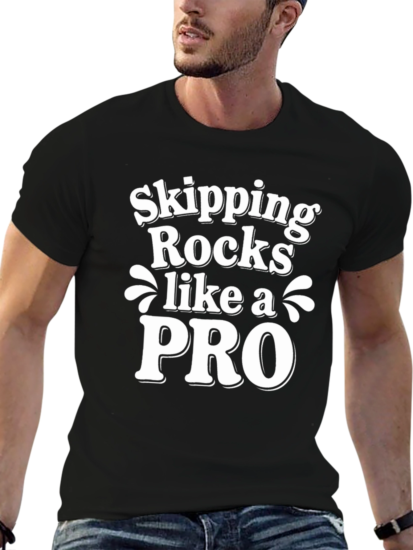 Skipping Rocks Like a Pro Black Graphic Tee