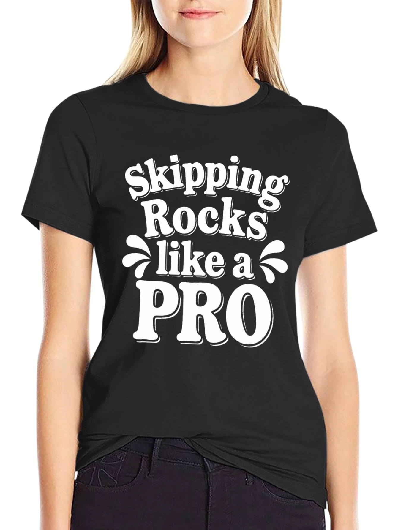 Skipping Rocks Like a Pro Black Graphic Tee