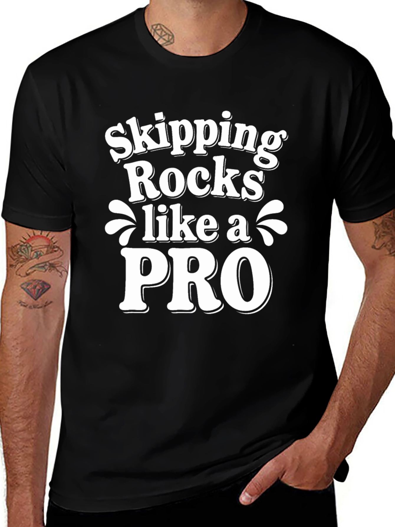 Skipping Rocks Like a Pro Black Graphic Tee