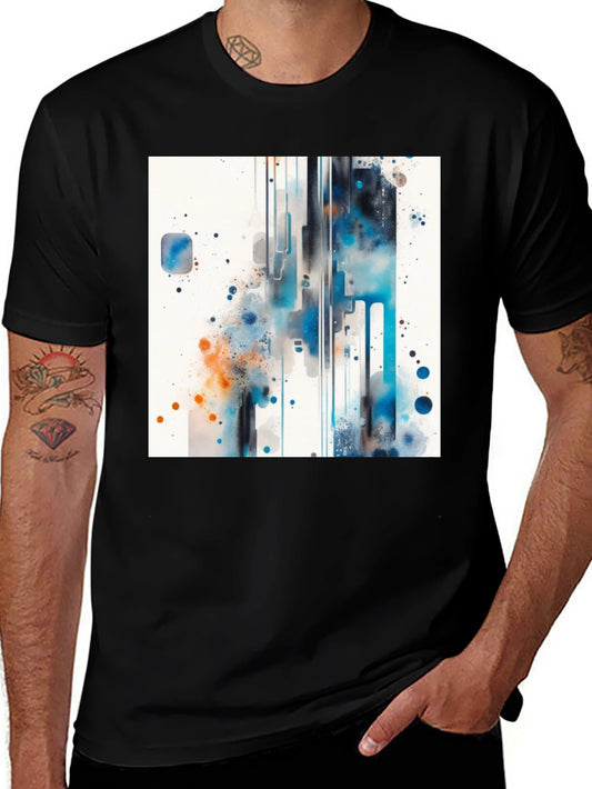 Abstract Watercolor Graphic Tee - Black