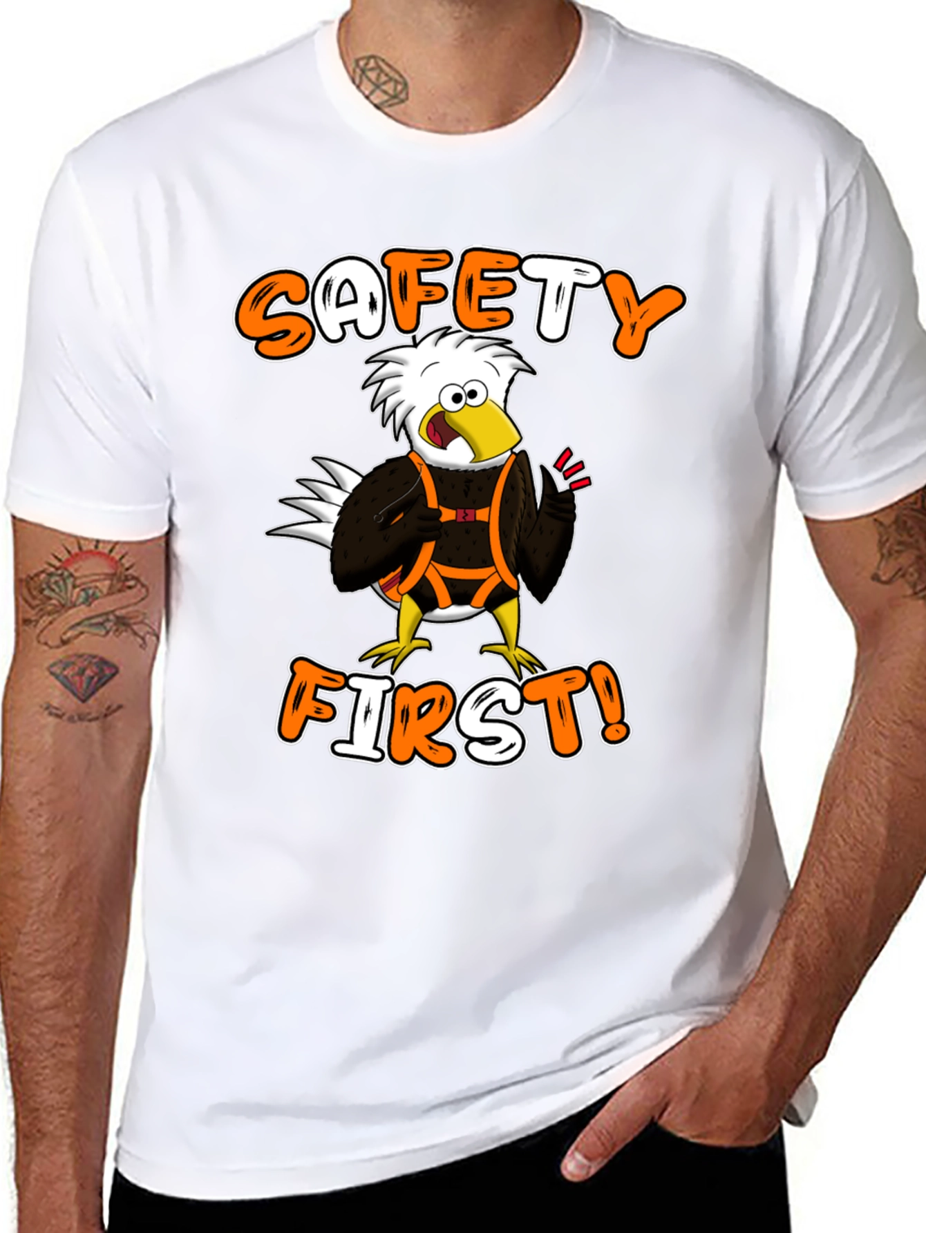 Safety First Cartoon Eagle T-Shirt