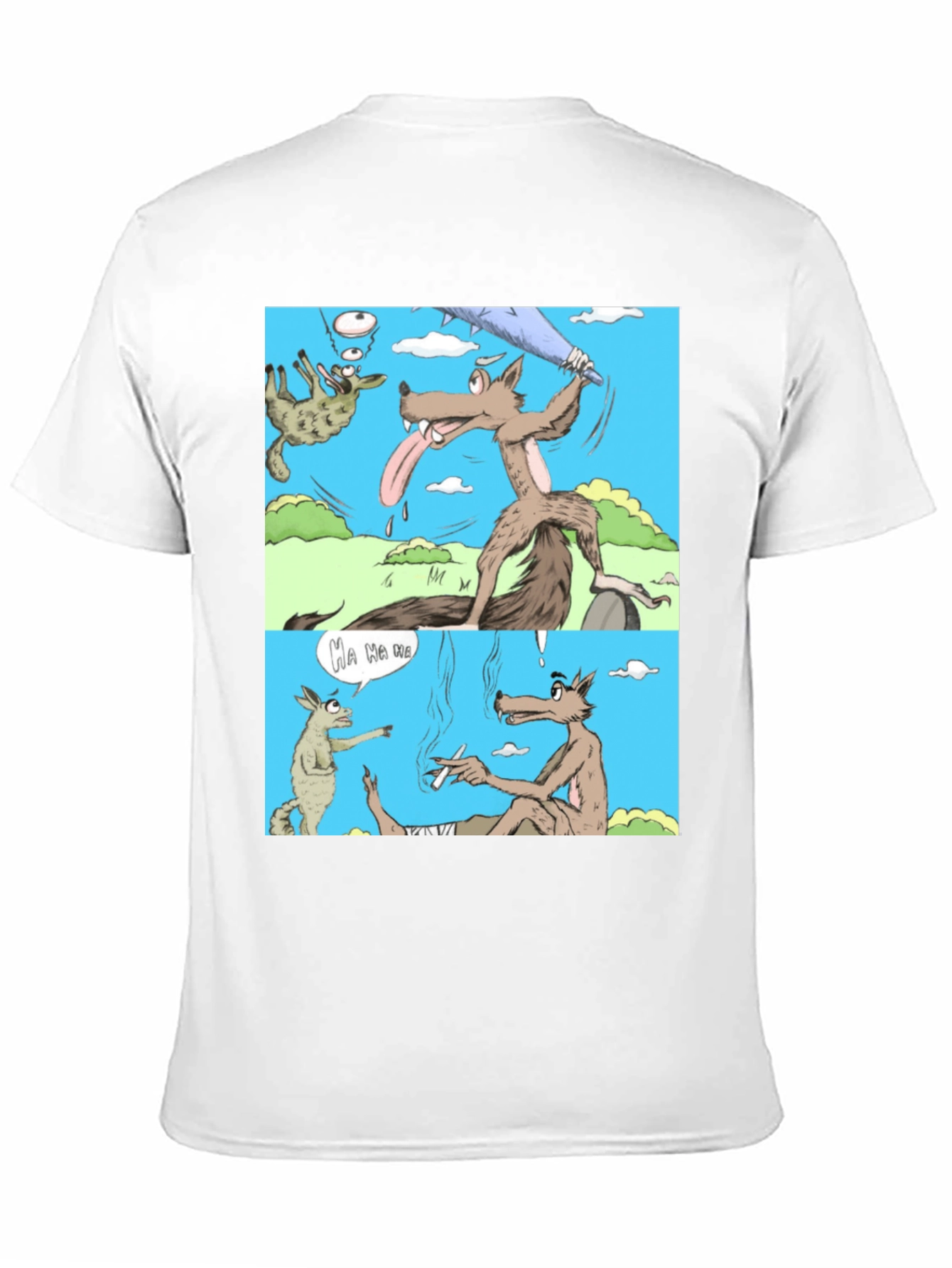 Cartoon Wolf Graphic T-Shirt Humor Tee