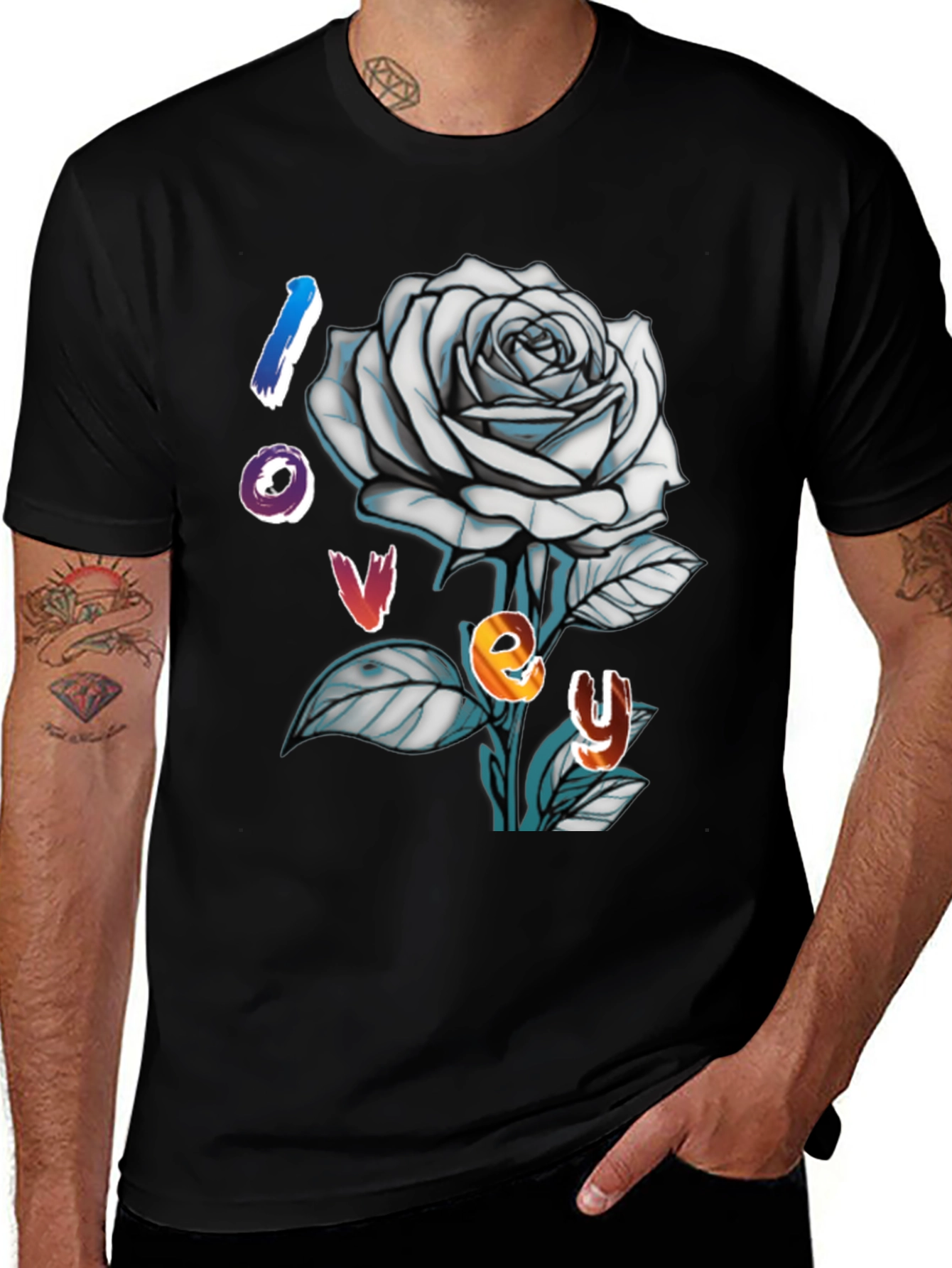 Love Rose Graphic Tee - Trendy Black T-Shirt