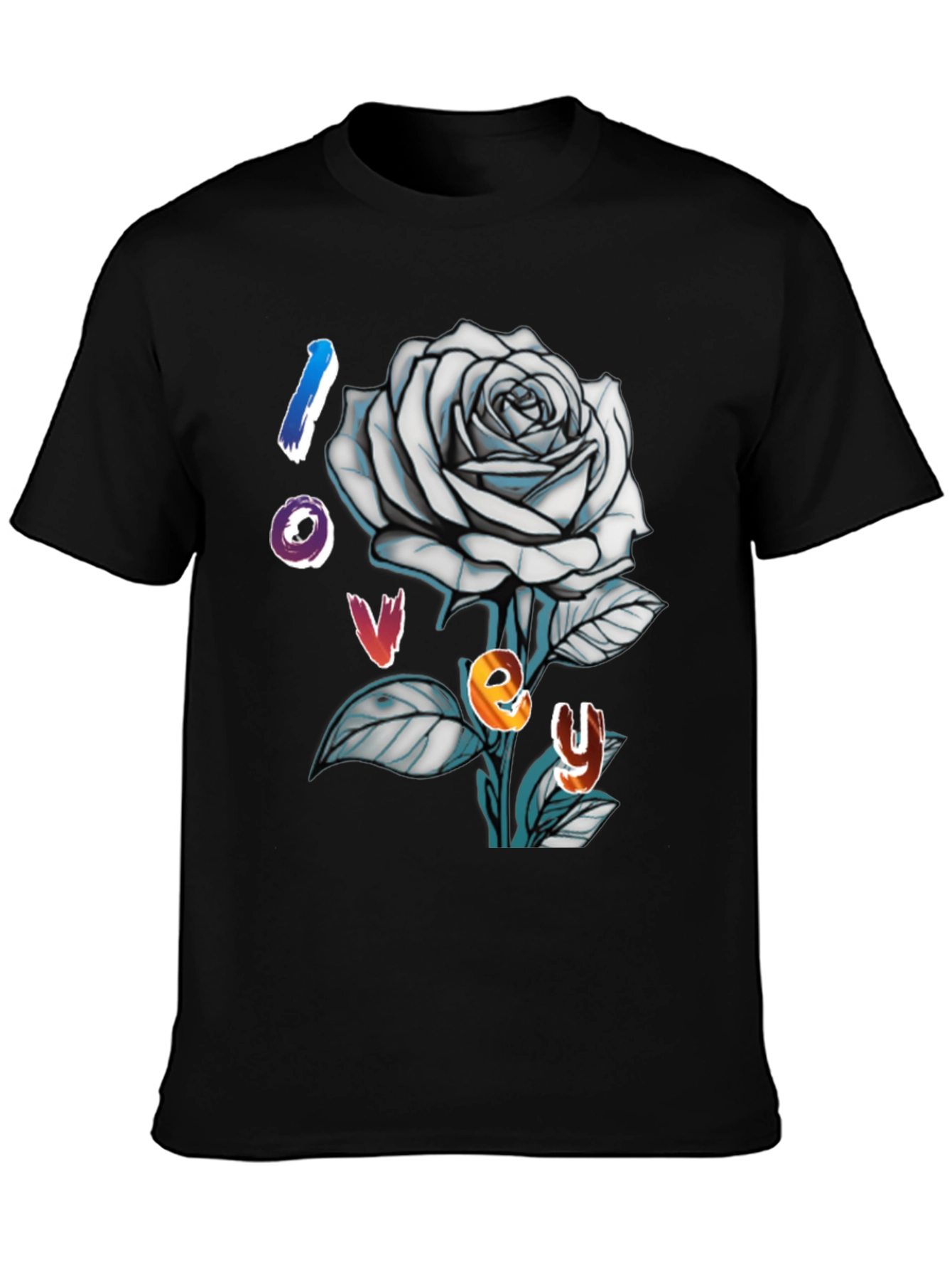 Love Rose Graphic Tee - Trendy Black T-Shirt