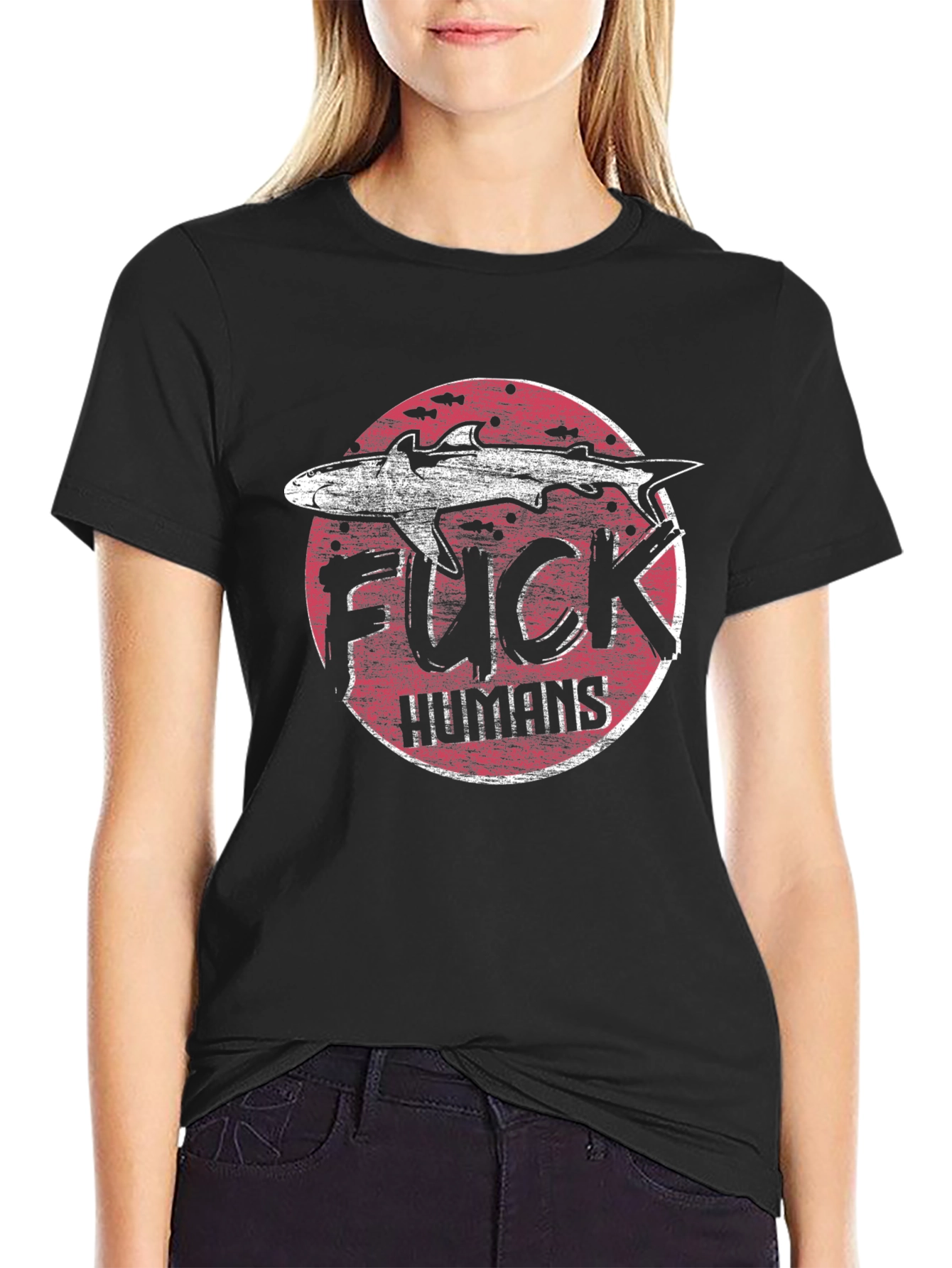 Shark Graphic T-Shirt - Anti-Human Design
