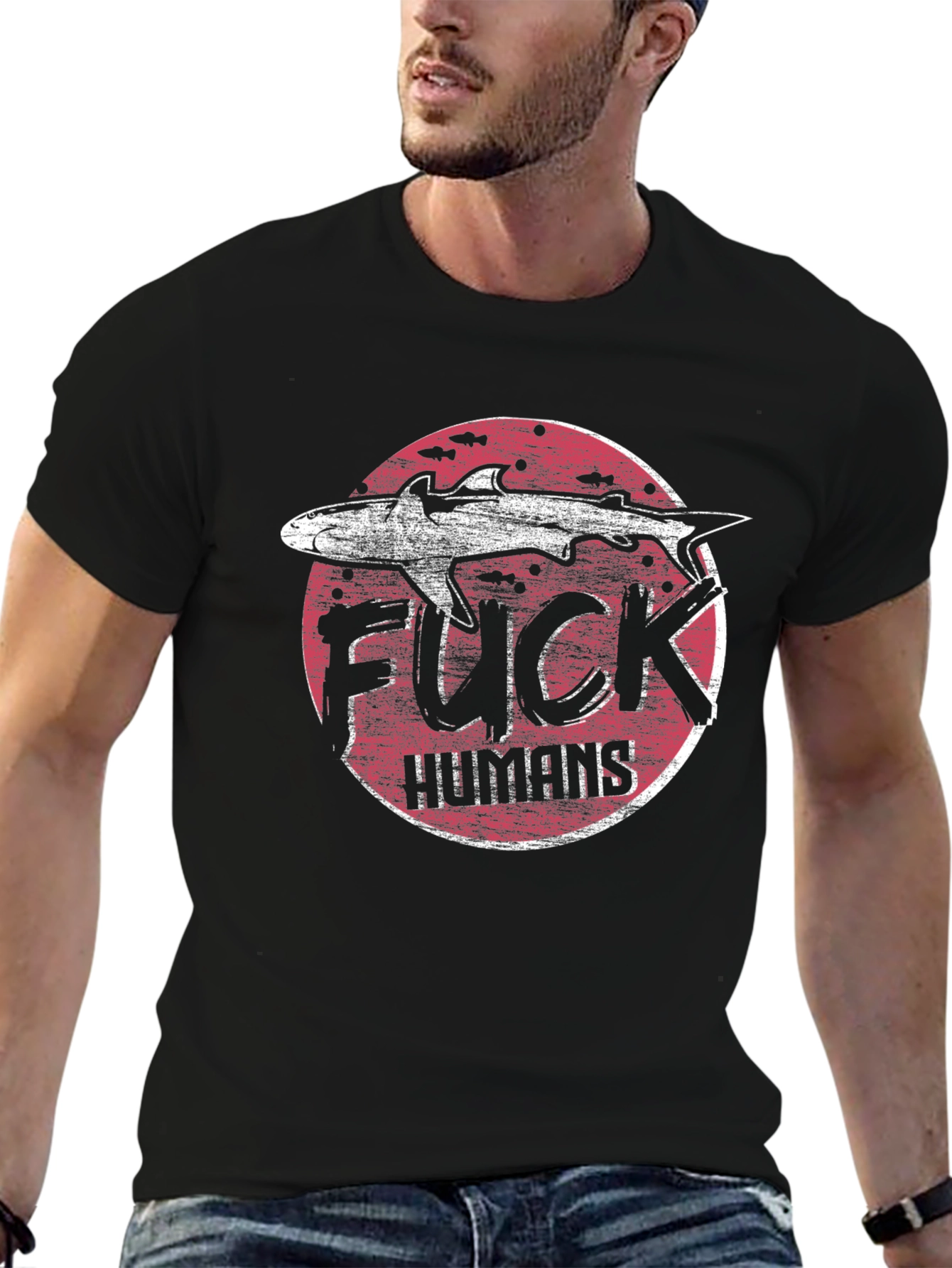 Shark Graphic T-Shirt - Anti-Human Design