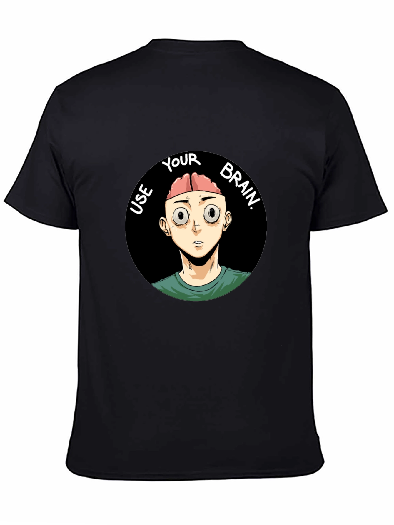 Use Your Brain Graphic Tee - Black Cotton T-Shirt