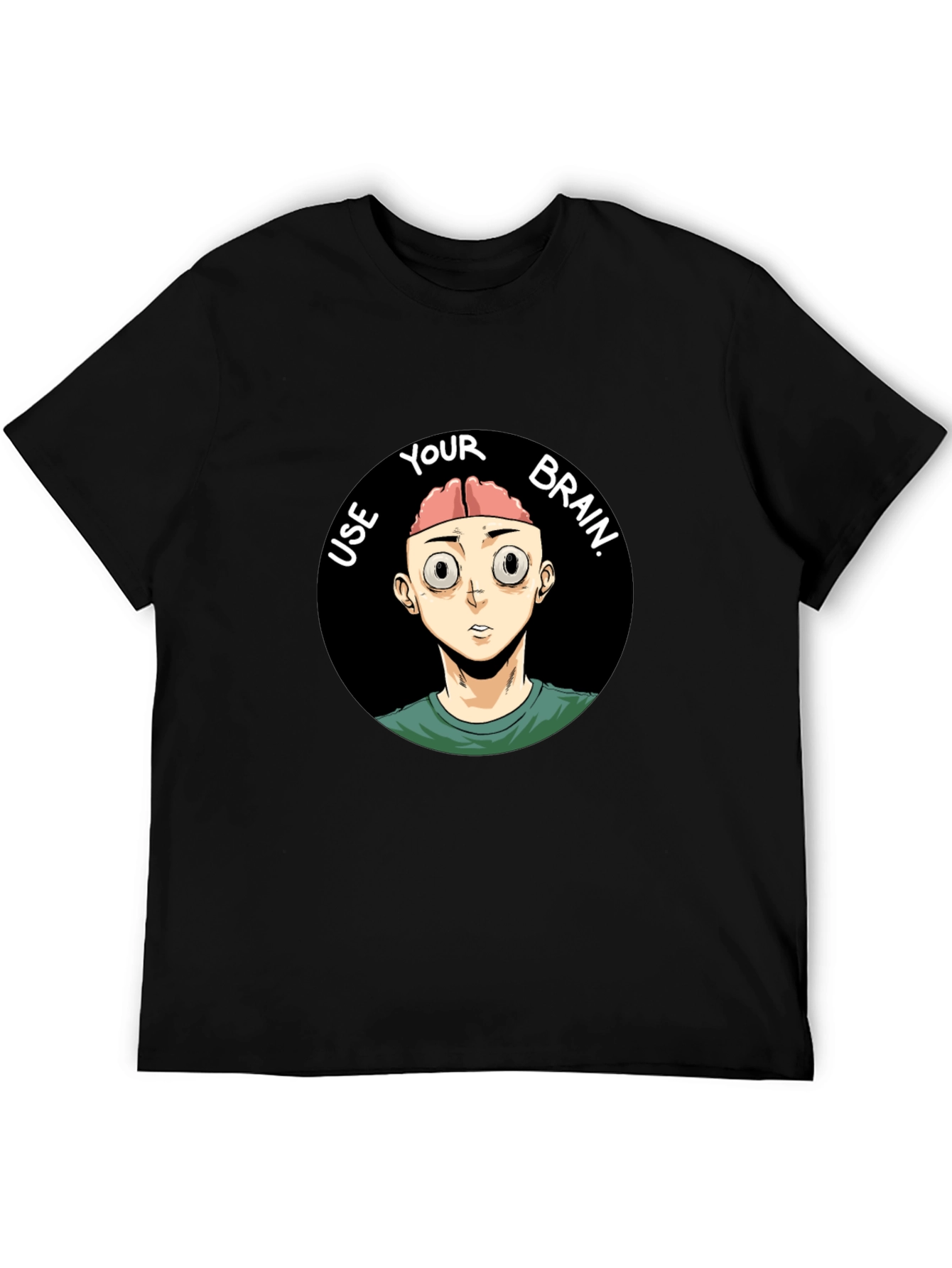 Use Your Brain Graphic Tee - Black Cotton T-Shirt