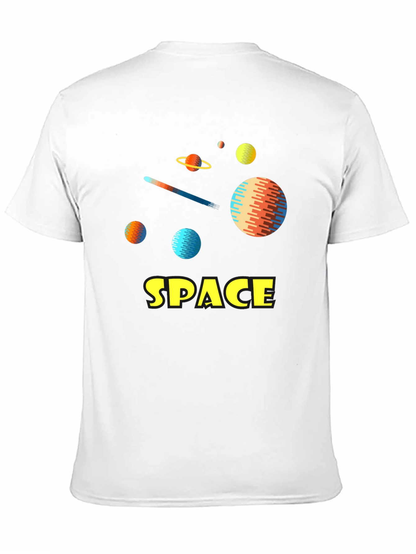 Space Planets Graphic Tee - Black Cotton T-Shirt