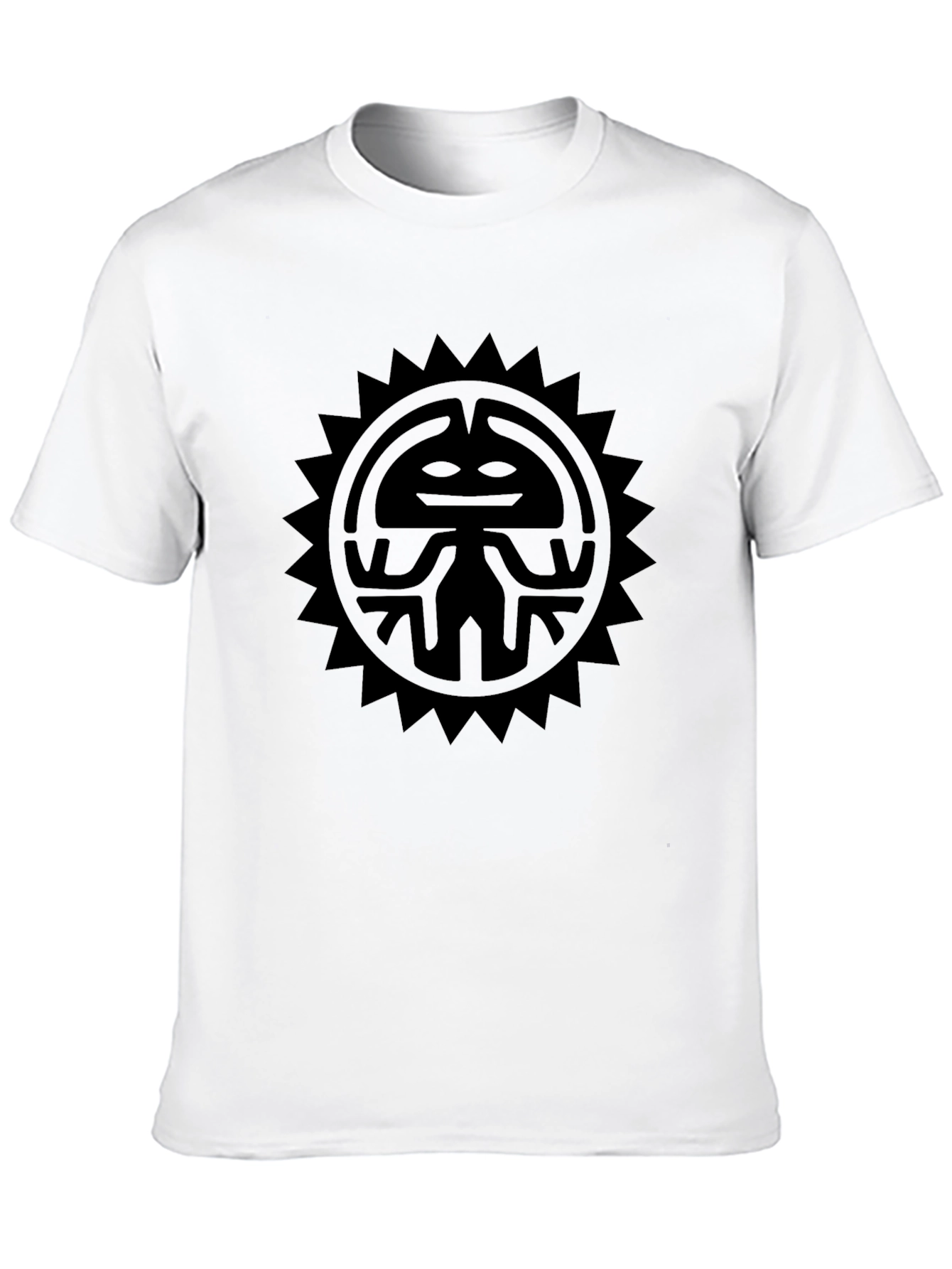 Black Graphic Tee - Tribal Sun Design