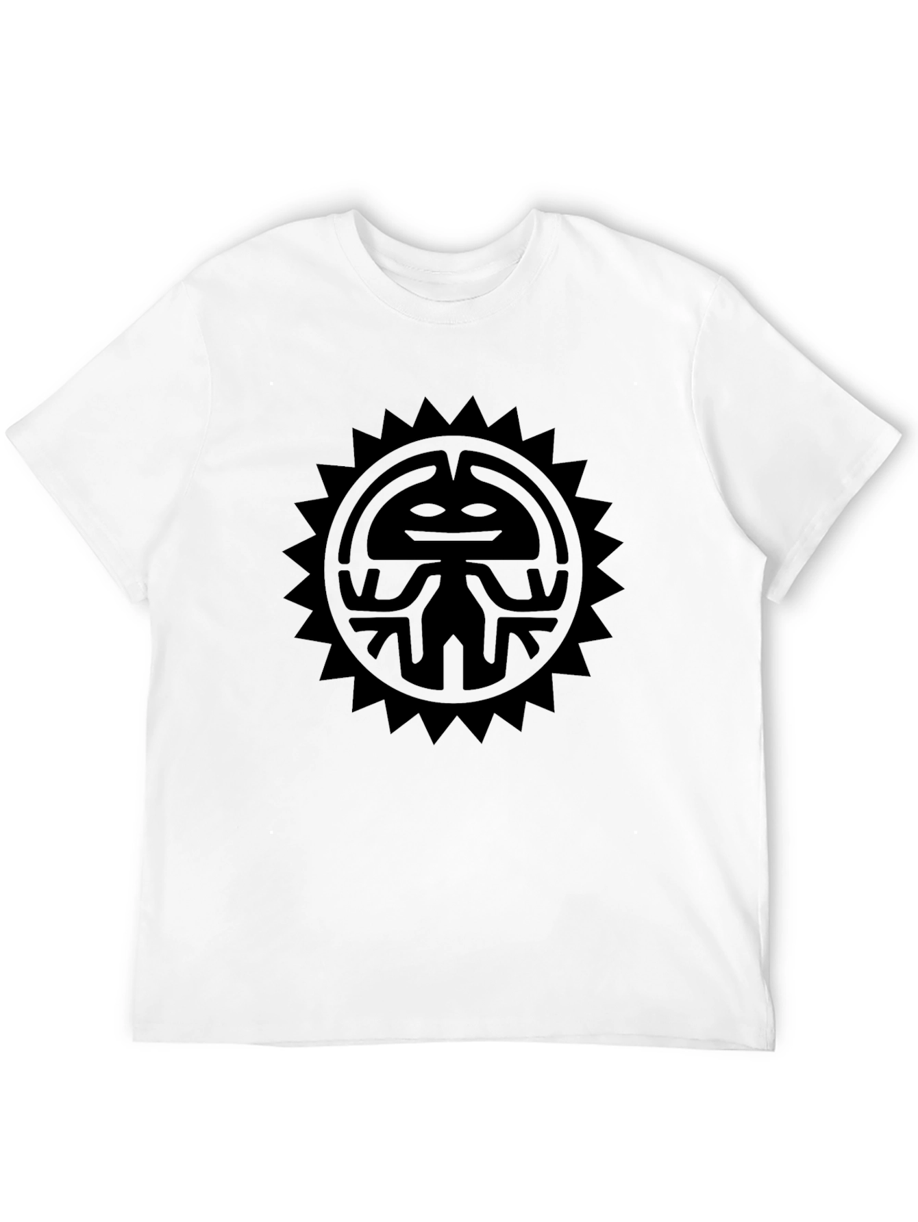 Black Graphic Tee - Tribal Sun Design