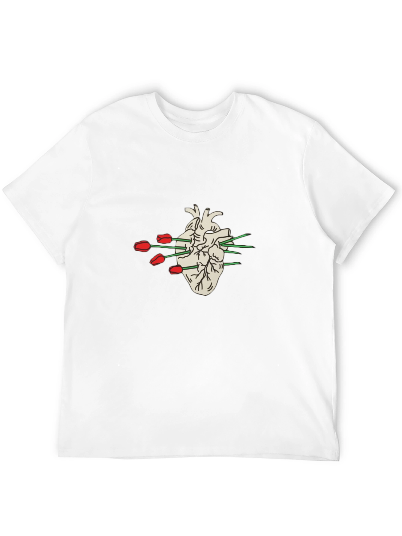 Heart & Tulips Graphic Tee - Unique Design