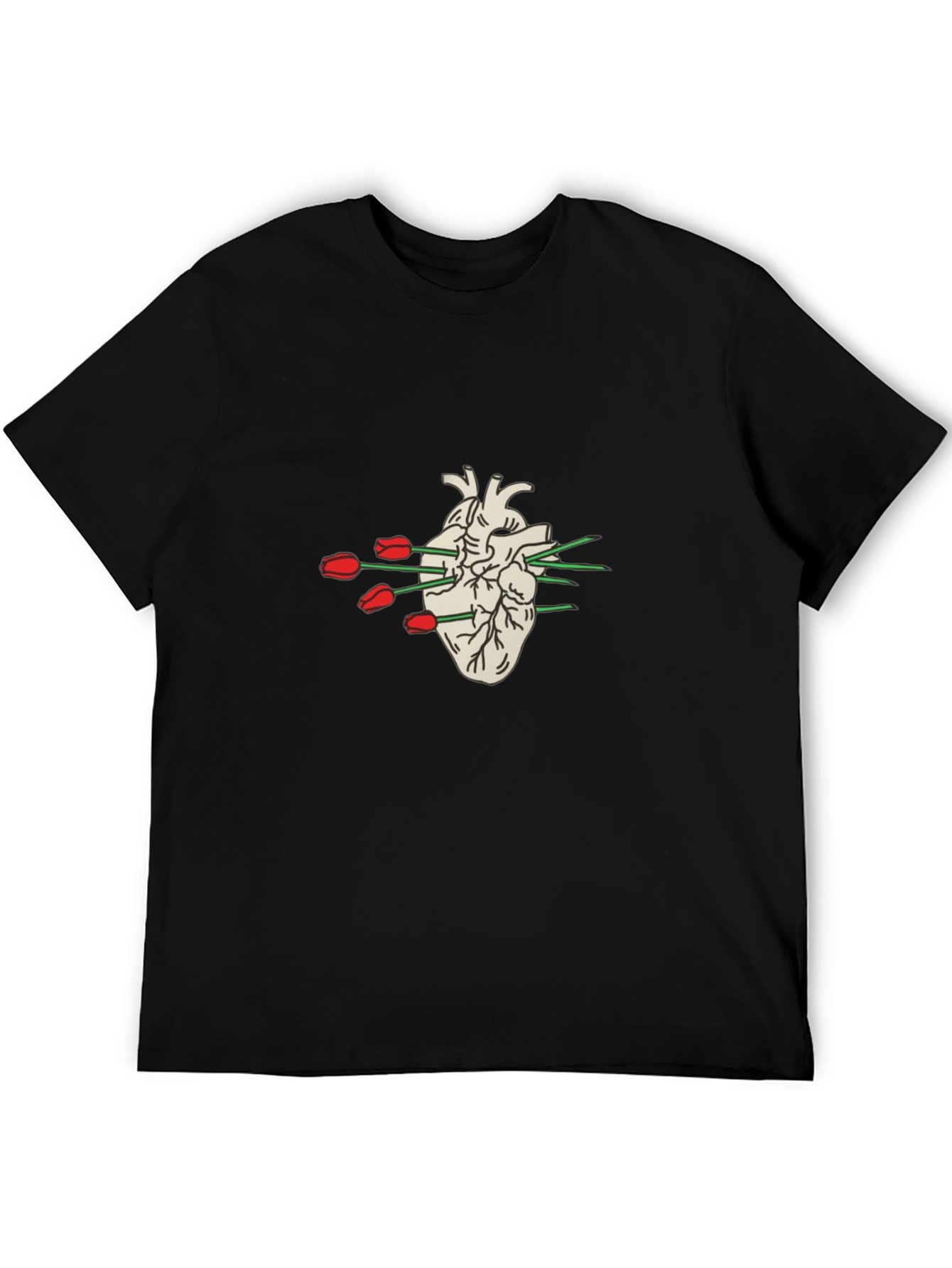 Heart & Tulips Graphic Tee - Unique Design