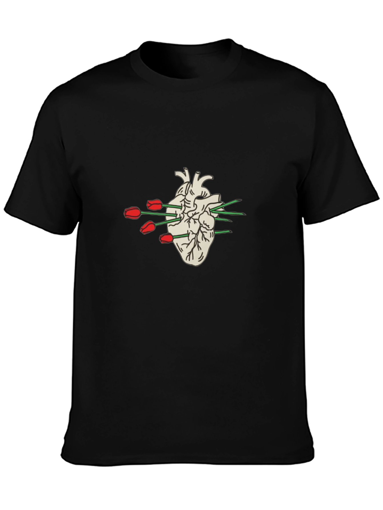 Heart & Tulips Graphic Tee - Unique Design