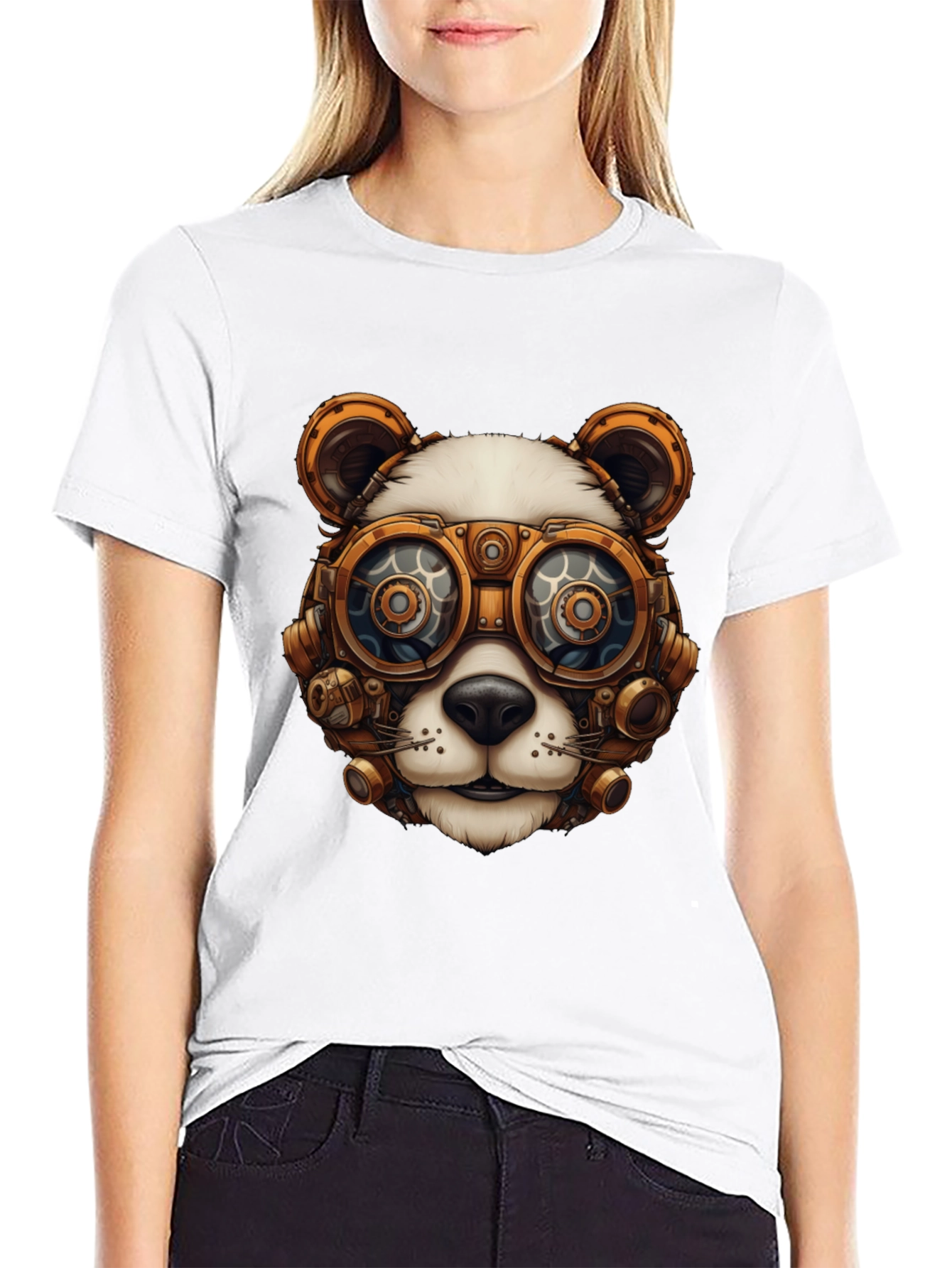 Steampunk Panda Graphic T-Shirt