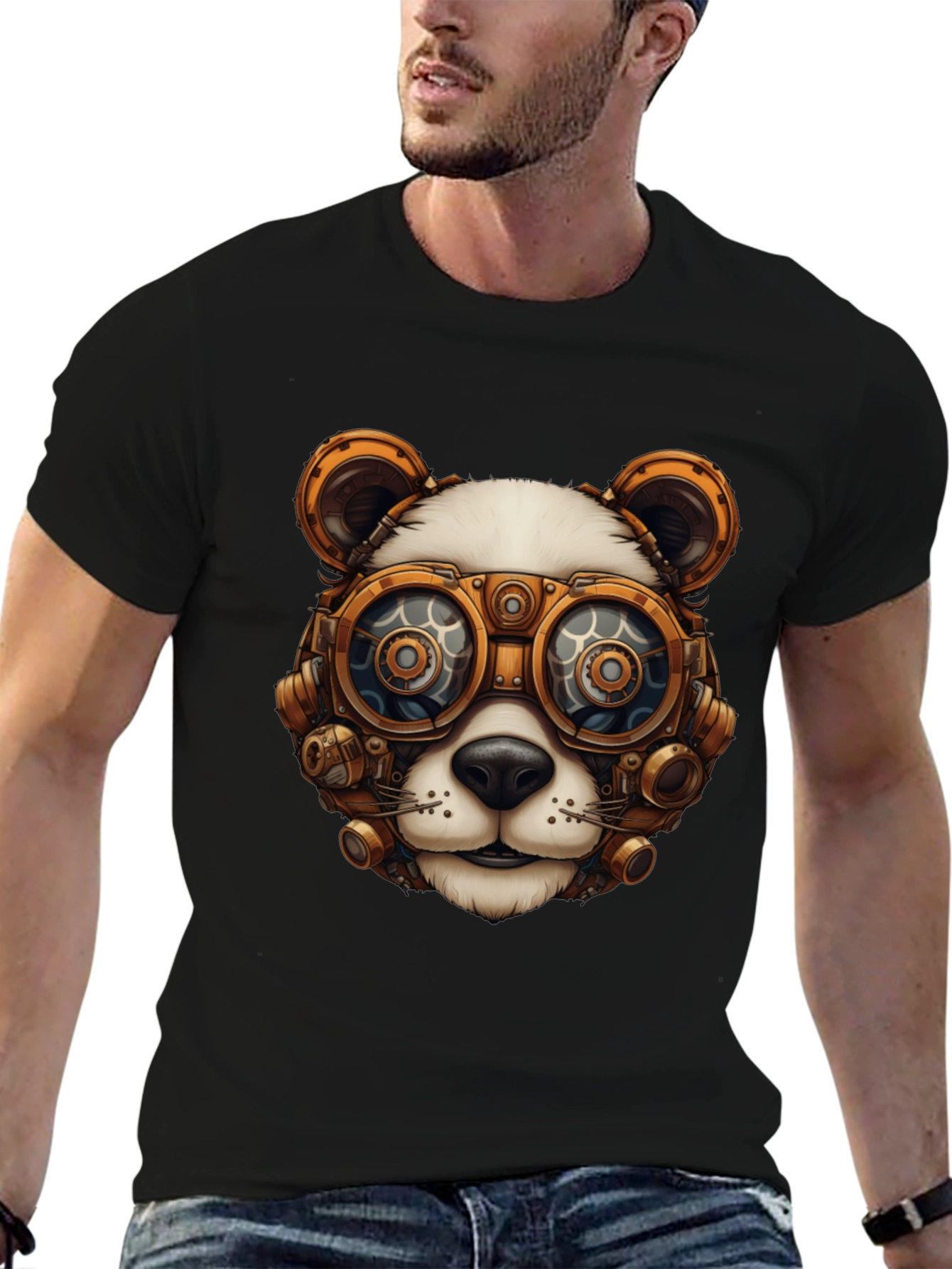 Steampunk Panda Graphic T-Shirt