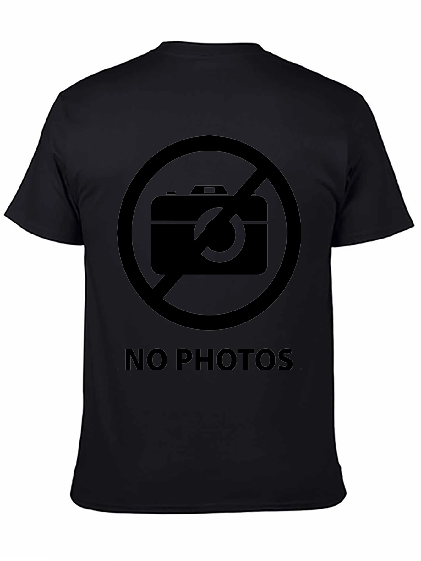 No Photos Graphic Tee - Black Crew Neck T-Shirt