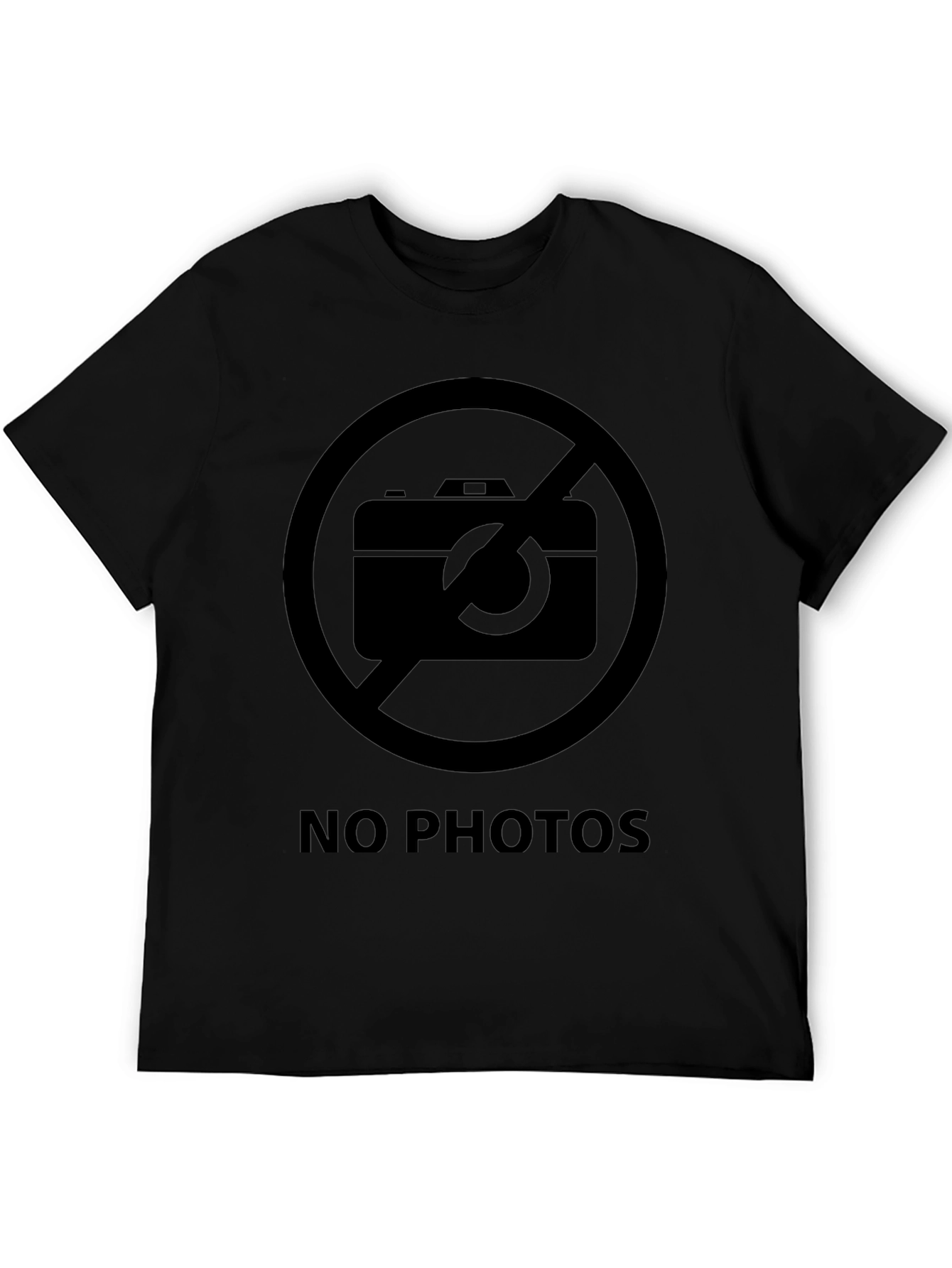 No Photos Graphic Tee - Black Crew Neck T-Shirt