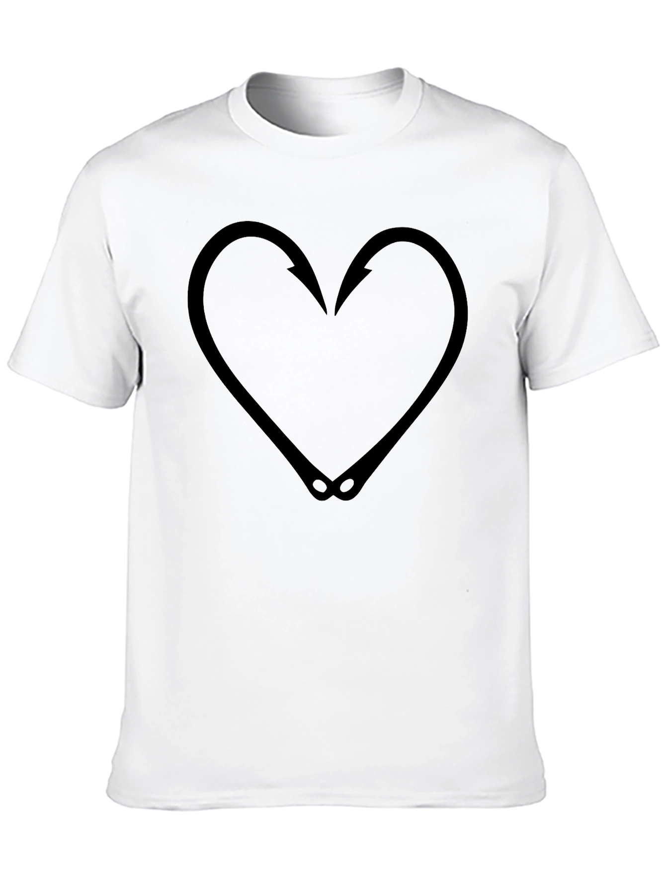 Fishing Hook Heart Graphic Tee - Black T-Shirt