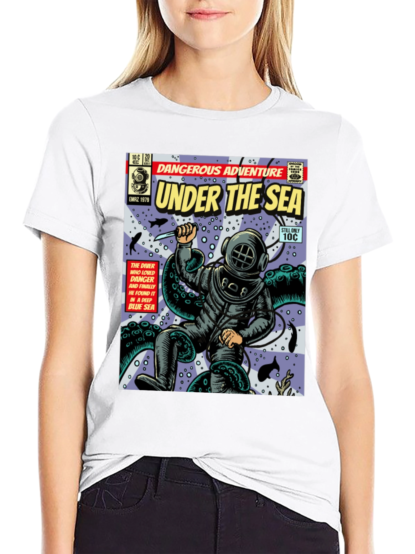 Under the Sea Comic T-Shirt - Dangerous Adventure!