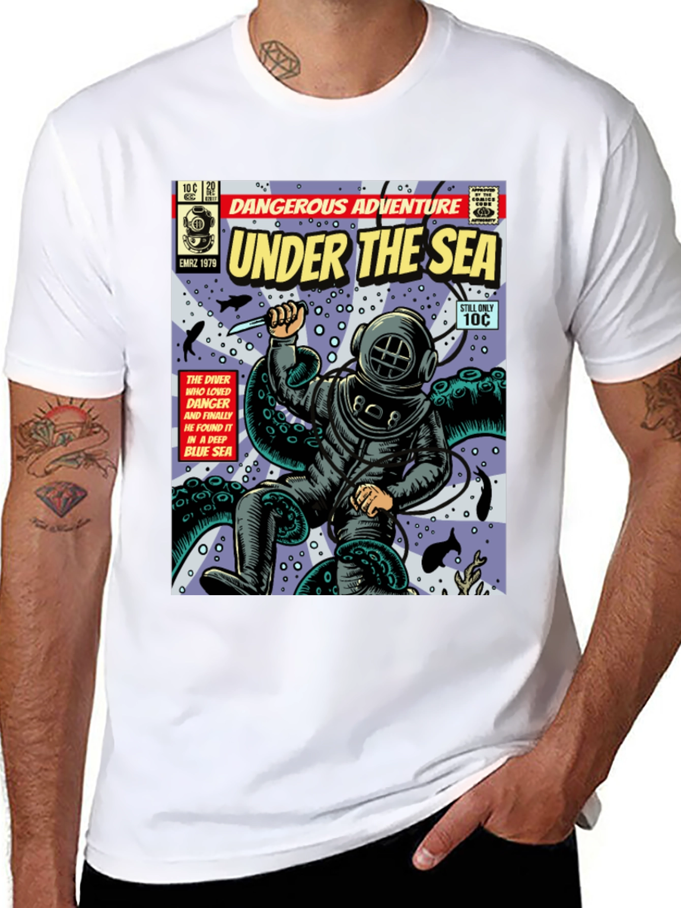 Under the Sea Comic T-Shirt - Dangerous Adventure!