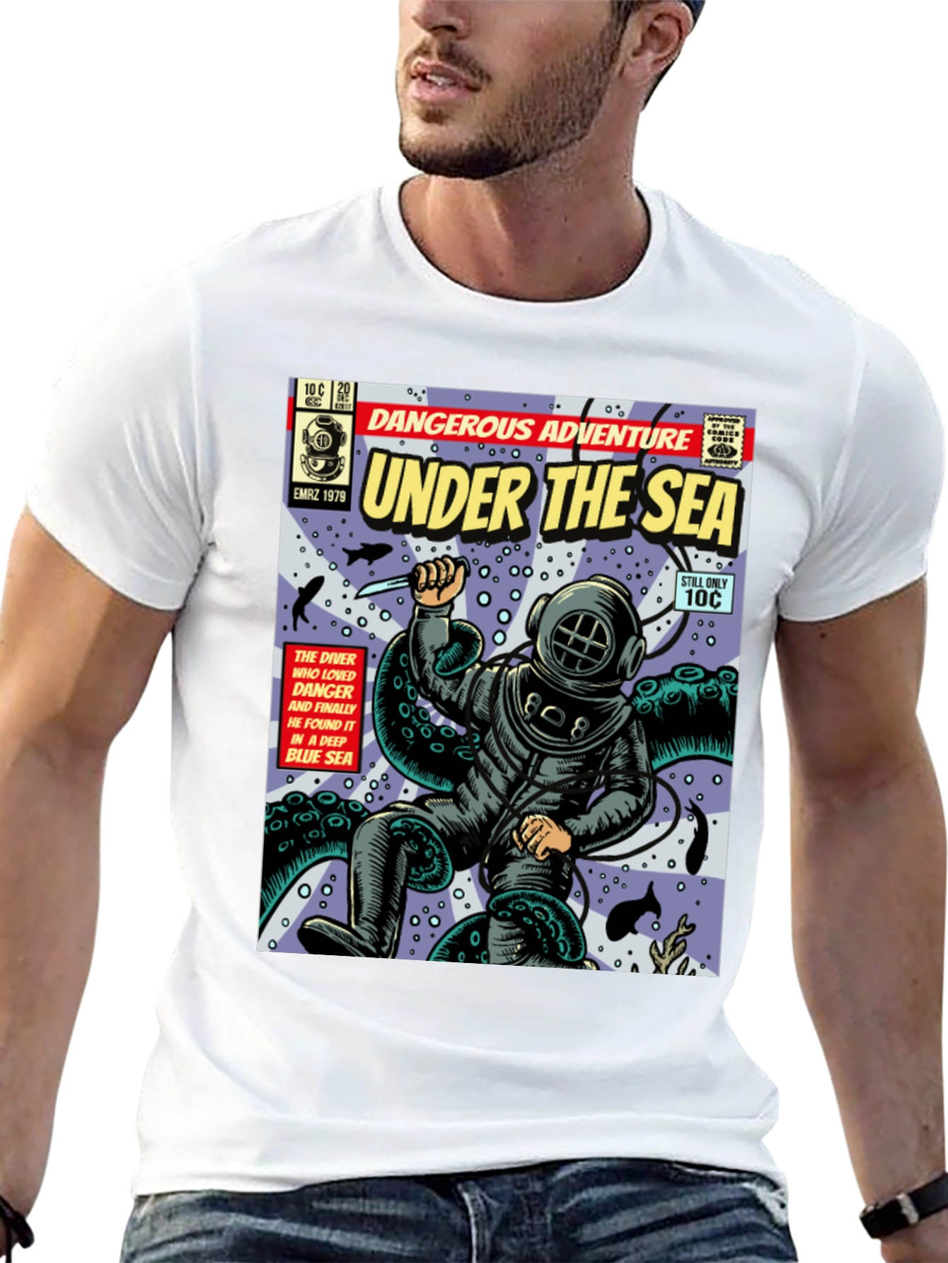 Under the Sea Comic T-Shirt - Dangerous Adventure!
