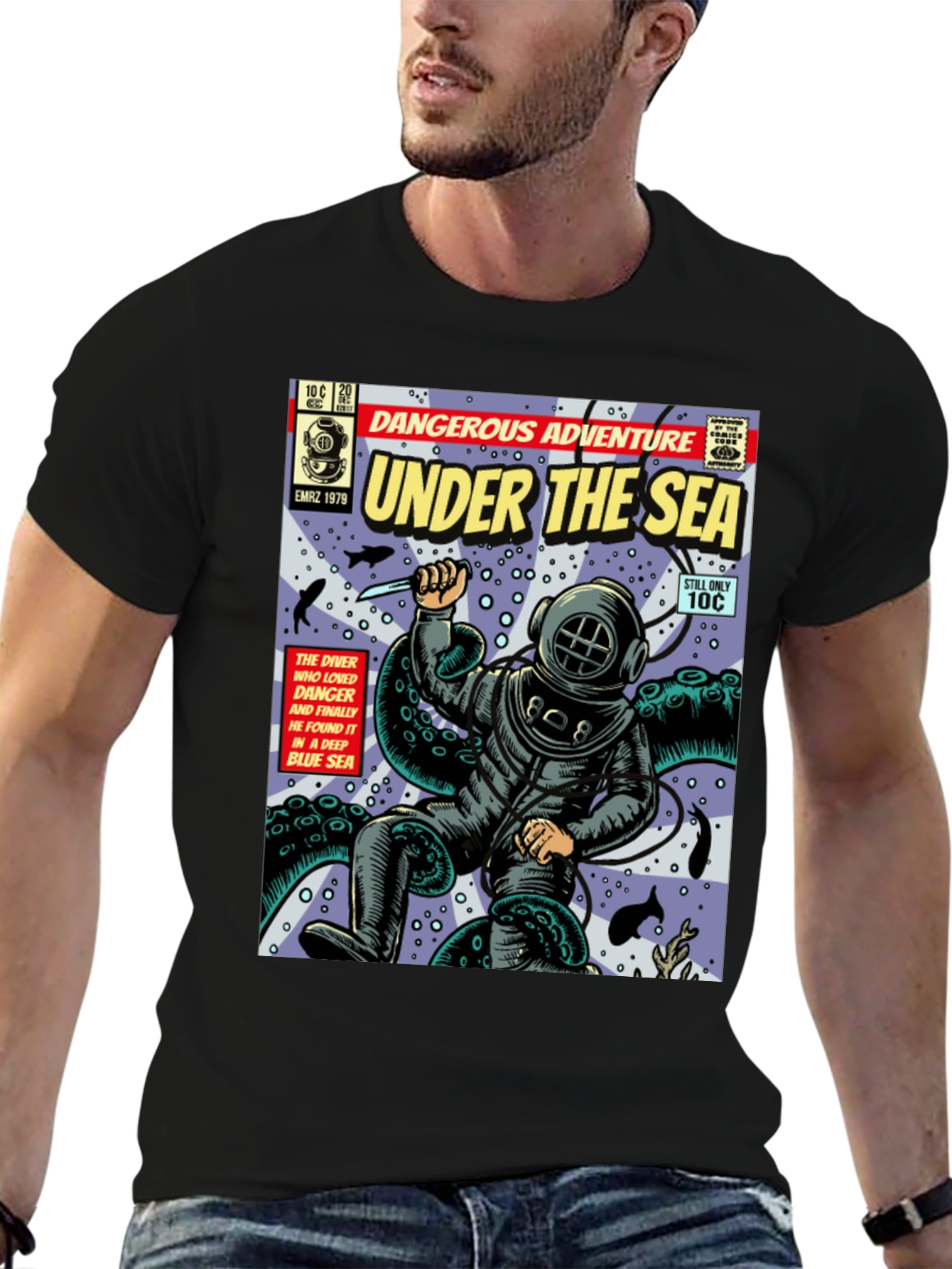 Under the Sea Comic T-Shirt - Dangerous Adventure!
