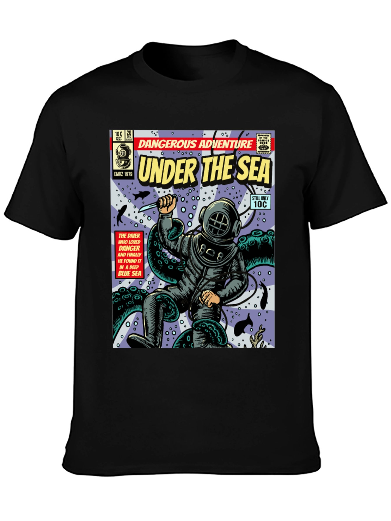 Under the Sea Comic T-Shirt - Dangerous Adventure!