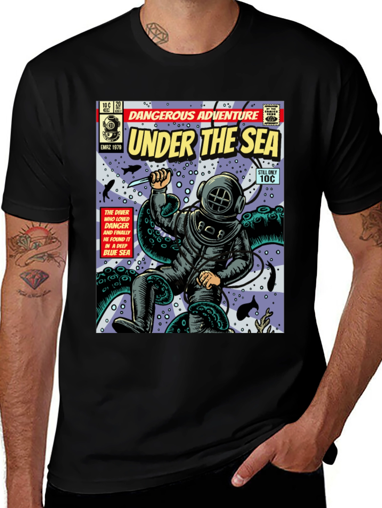 Under the Sea Comic T-Shirt - Dangerous Adventure!